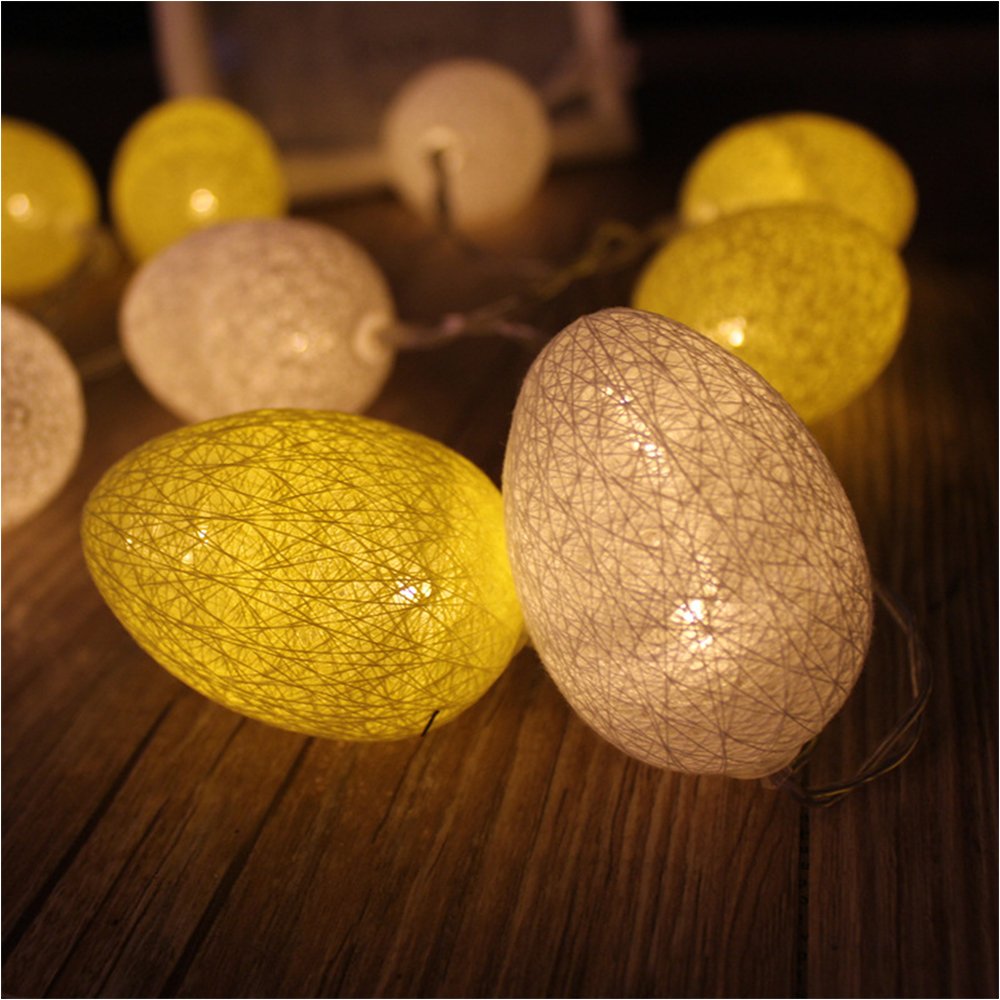 Easter Egg LED String Lights - 20 LED 10.5ft Battery Powered Decorative Lights for Holiday, Wedding, Party, Kids Room & Home Decor (White + Yellow) | Perfect for Easter, Mother's Day, Birthday Celebrations & Indoor/Outdoor Decorations
