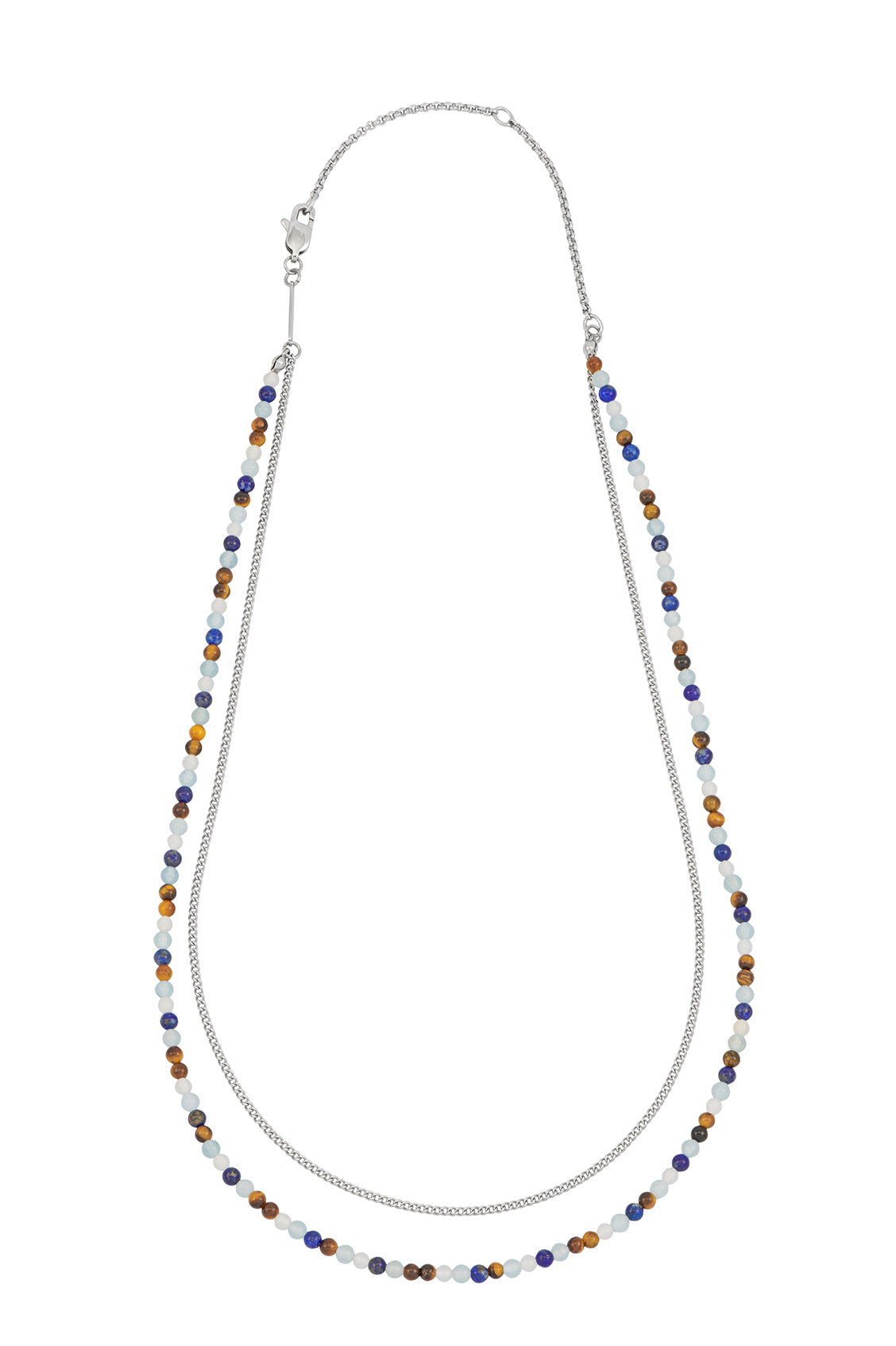 Mixed Gemstone and Chain Duo Necklace - Elegant Layered Jewelry for Women - Perfect for Casual Wear, Date Nights & Special Occasions