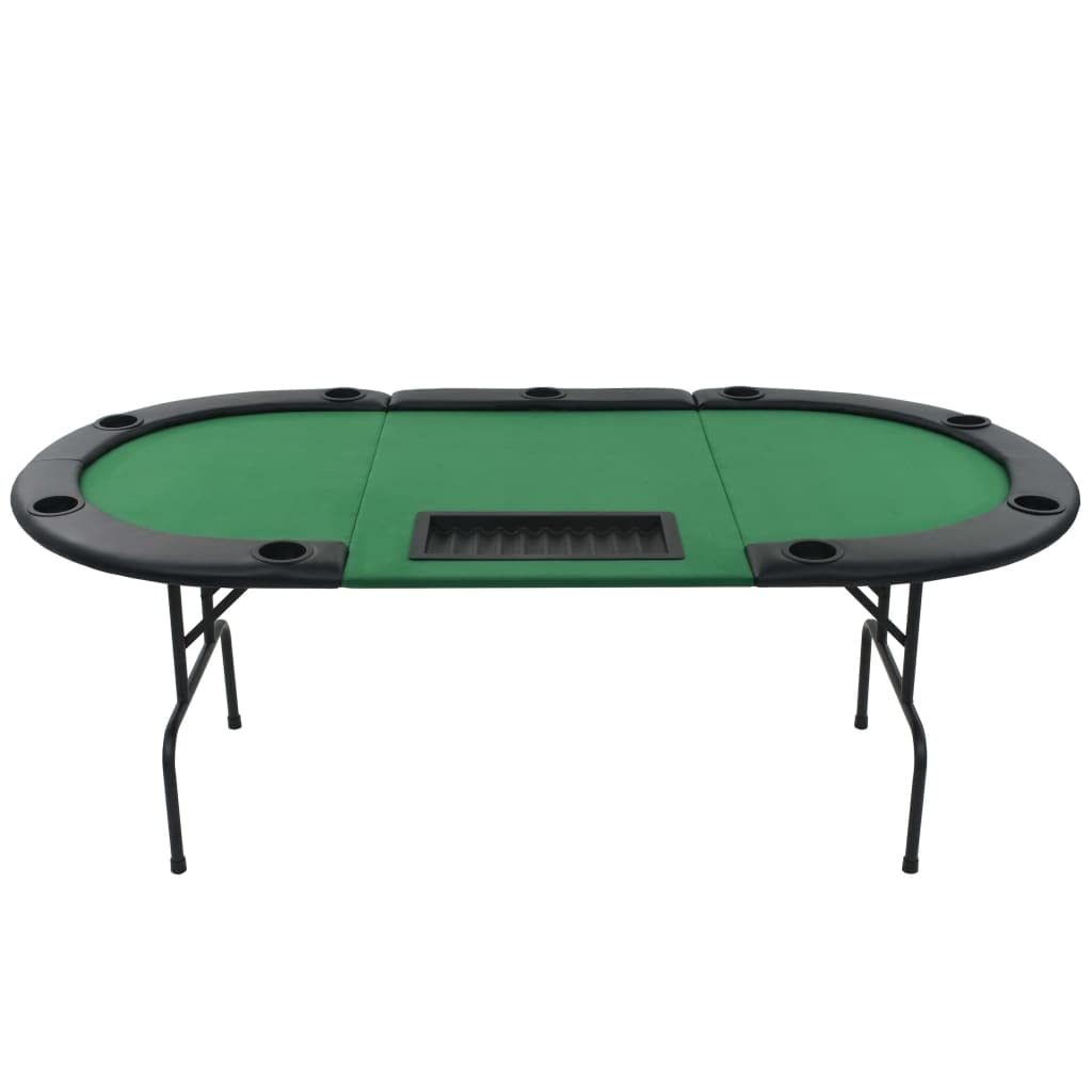 CHARMMA 9 Player Foldable Poker Table with Cup Holders & Padded Rails - 81.1