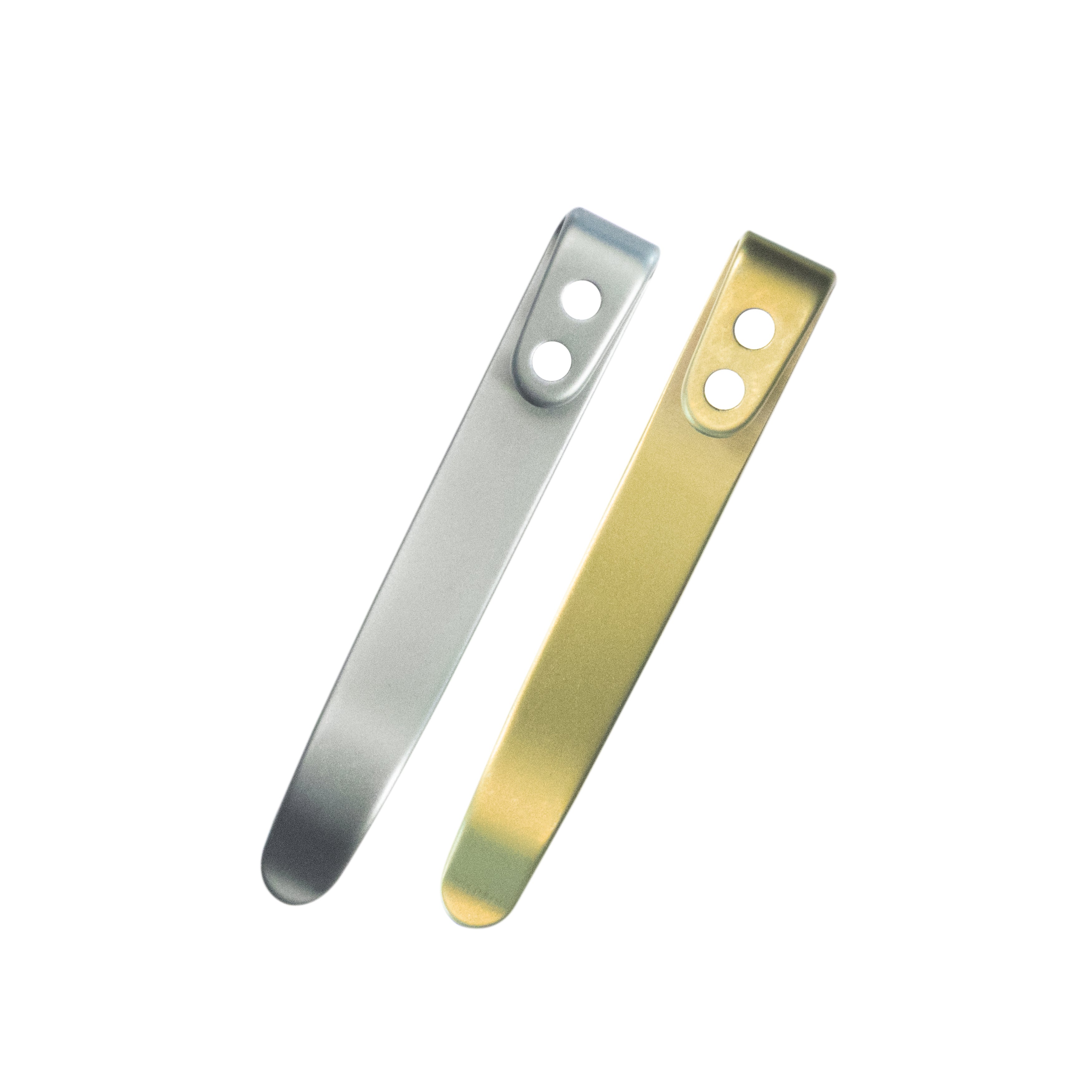 Kubey Titanium Deep Carry Reversible Pocket Knife Clip - 2 Pack with 4 Screws - Grey & Gold (KH022) - Perfect for EDC, Outdoor, and Tactical Knives