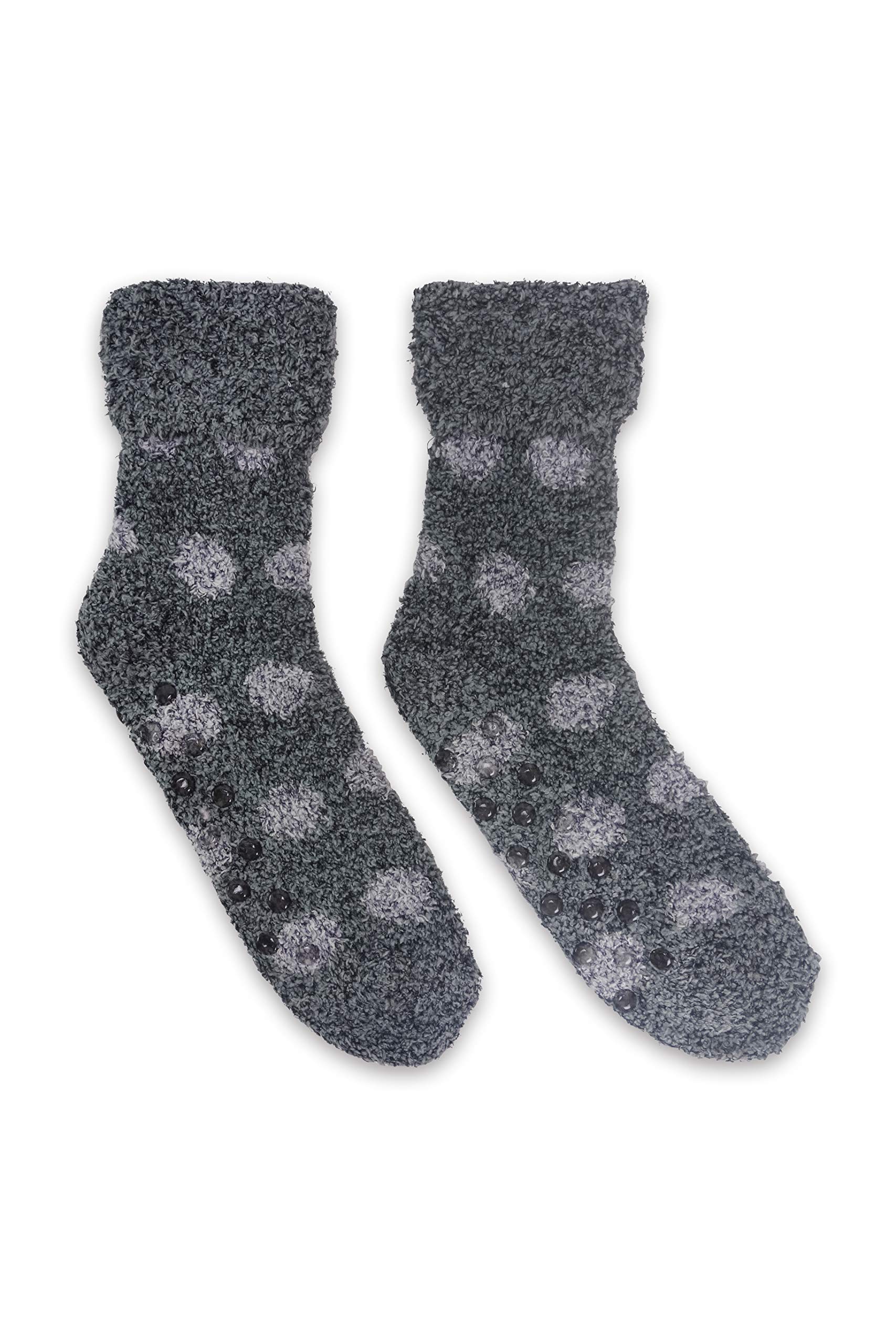 Fashion by Mirabeau Darker Blend Polka Dot Soft Socks with Shea Butter & Lavender - 2 Pairs Non-Slip Grip Socks for Women - Perfect for Home, Office & Yoga