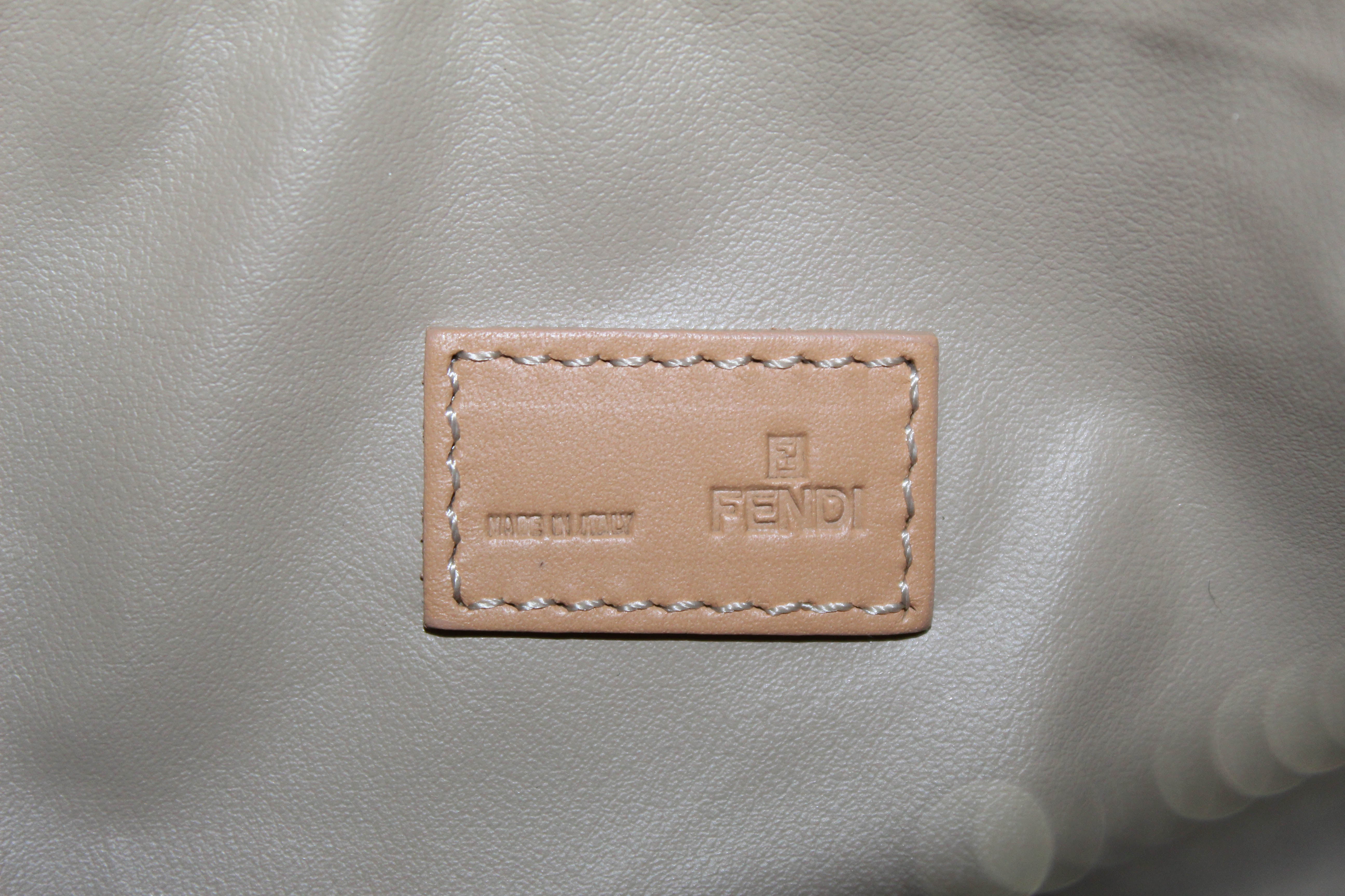 Authentic Fendi Beige Zucchino Canvas Small Handbag for Women | Luxury Designer Crossbody Purse | Perfect for Date Night, Office & Travel Accessories