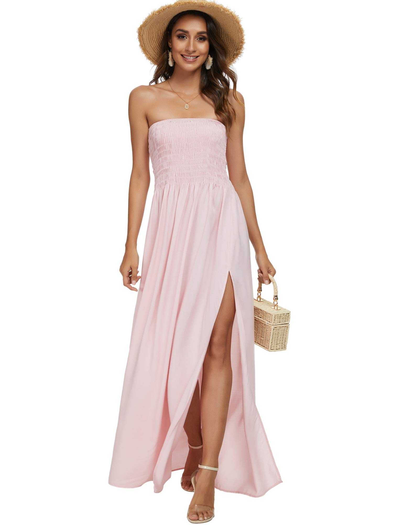 Just Quella Women's Maxi Dresses - Summer Strapless Boho Beach Long Dress for Vacation, Party & Casual Wear