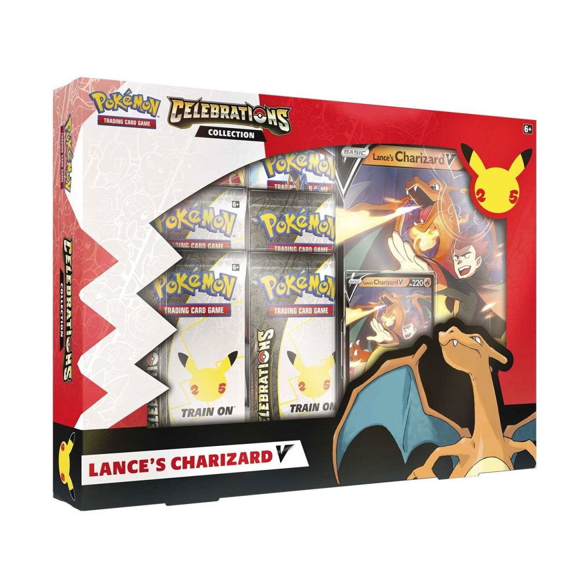 Pokémon Celebrations Lance's Charizard V Collection Box - Premium Trading Card Game Set for Collectors & Players - Perfect for Battles, Gifts & Display