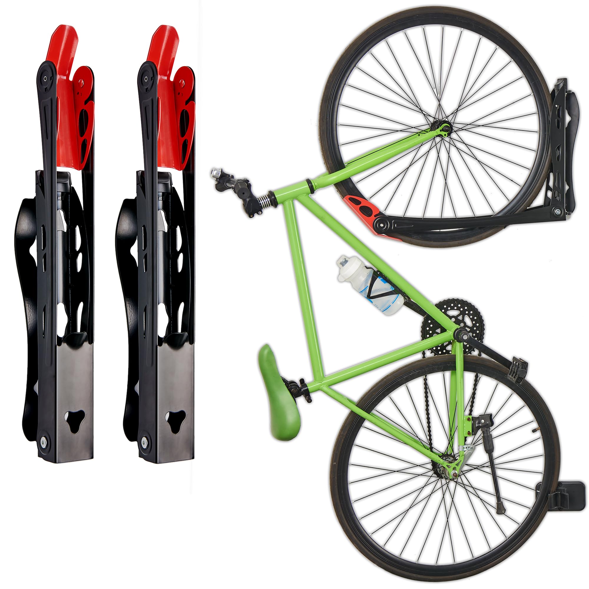 Wall Mounted Bike Rack - Swivel Bike Storage System for Home & Garage - Space Saving 2 Pack Bicycle Holder - Perfect for Small Apartments, Urban Living & Cycling Enthusiasts