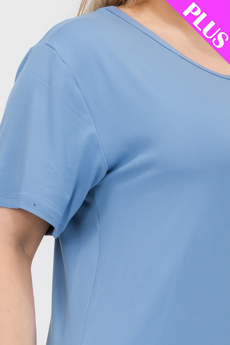 Plus Size Basic Short Sleeve T-Shirt for Women - Comfortable Cotton Casual Tee (CAPELLA) | Perfect for Everyday Wear, Lounge & Summer Outfits