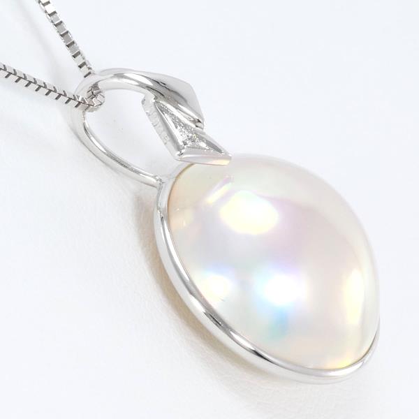 14K White Gold Mabe Pearl and Diamond Pendant Necklace for Women - Elegant Bridal Jewelry, Anniversary Gift, Wedding Party Accessory