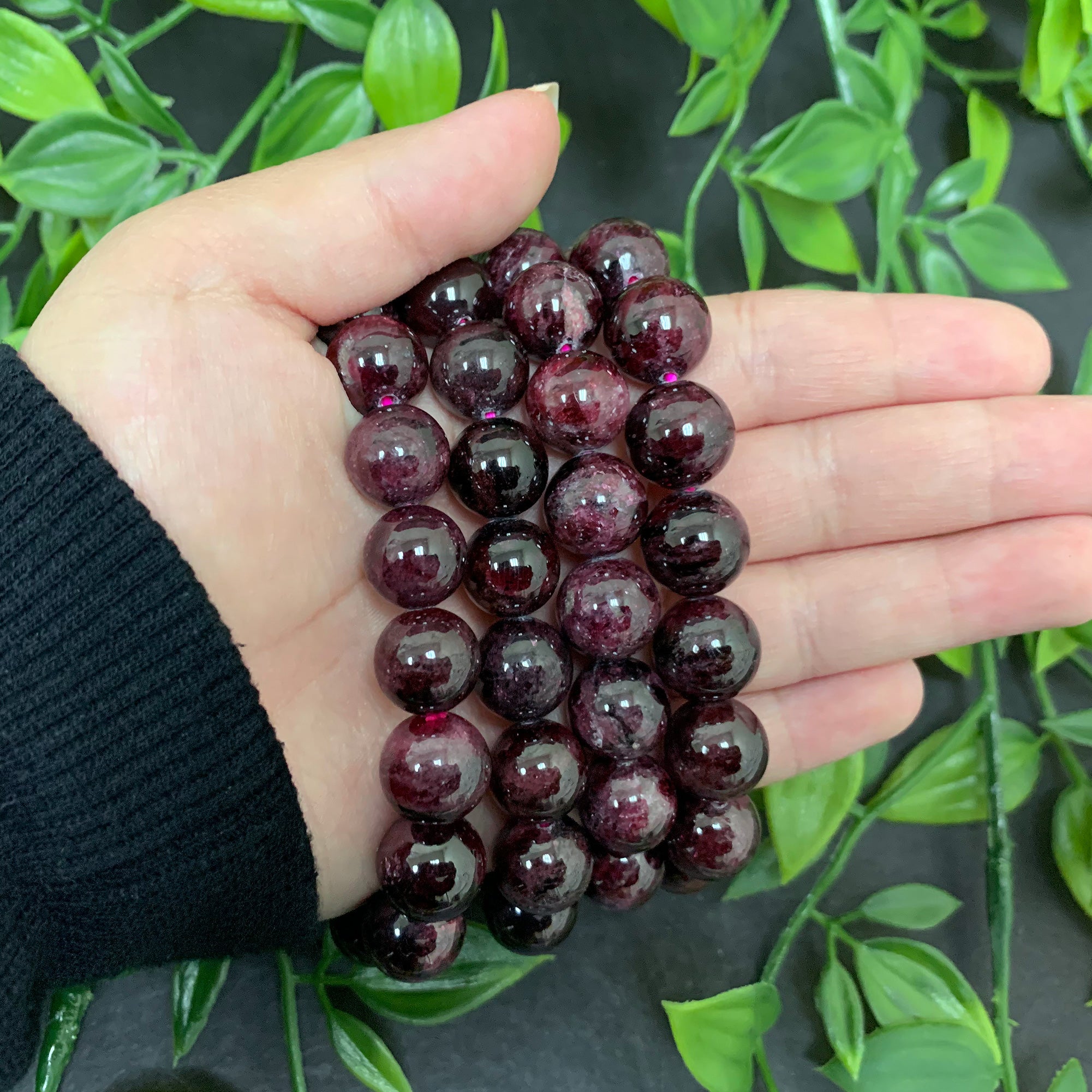 12mm Garnet Gemstone Round Bead Stretch Bracelet for Men & Women - Handmade Adjustable Elastic Jewelry for Daily Wear, Gifts & Spiritual Healing