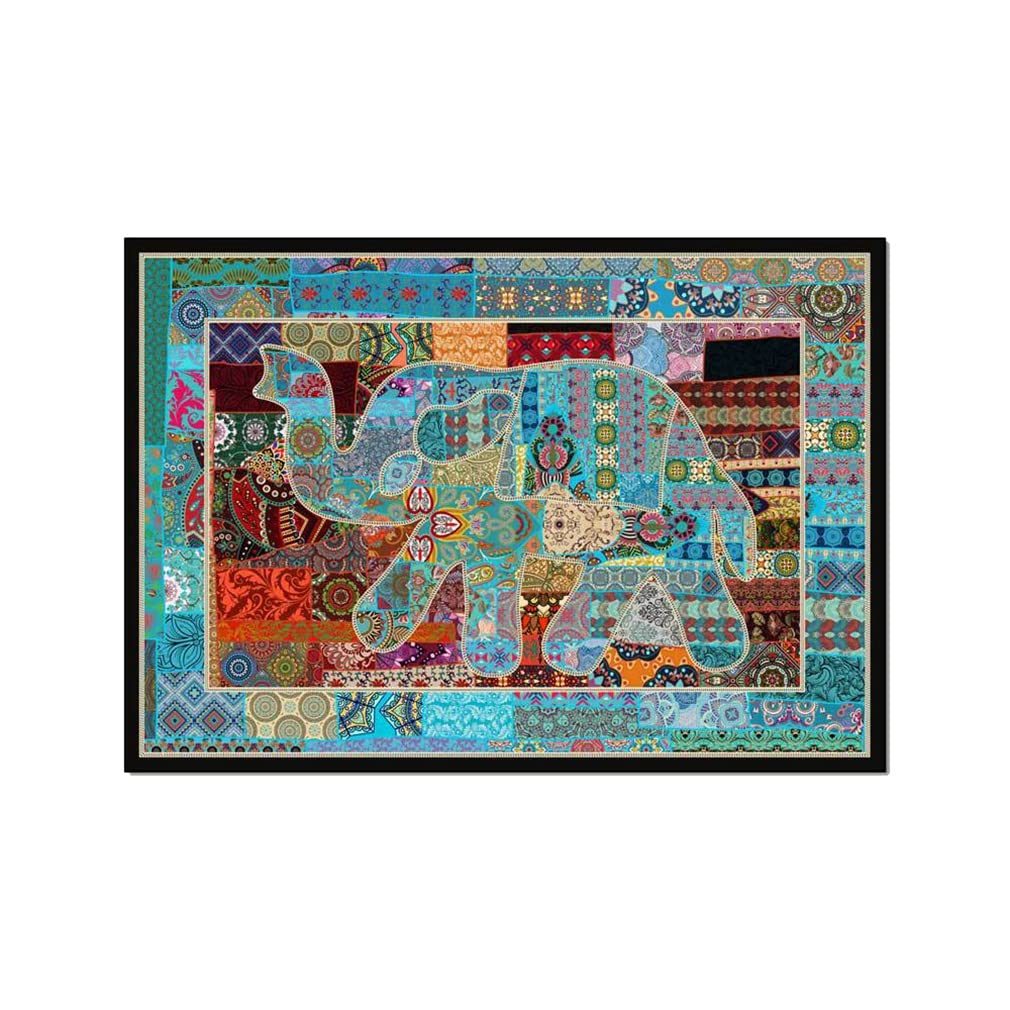 Vintage Boho Elephant Area Rug - Persian Style Bohemian Abstract Distressed Carpet for Living Room, Bedroom, Kitchen Runner, Bathroom Mat (47.2