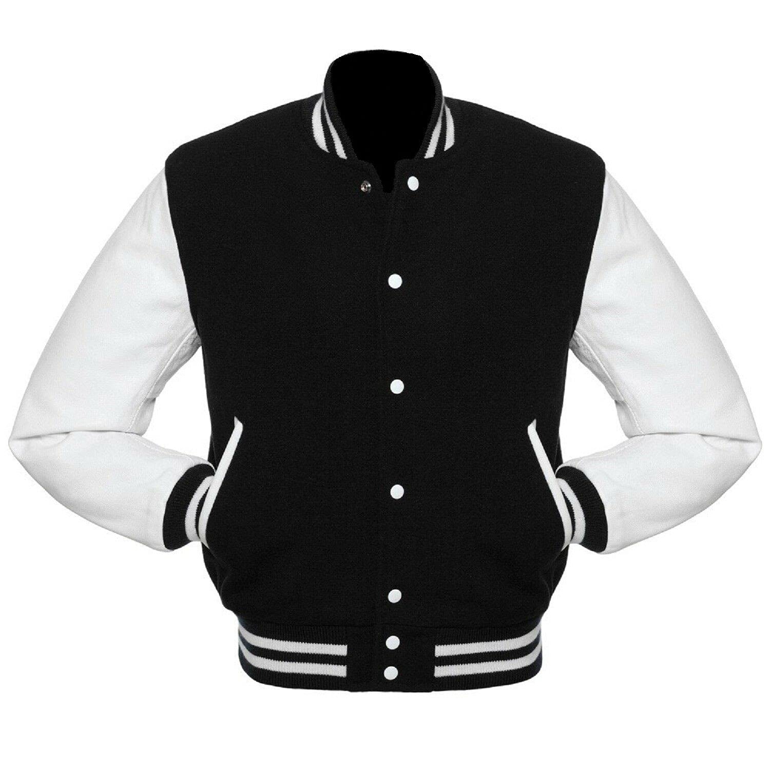 Varsity Letterman Jacket for Baseball & Basketball - Genuine Leather Sleeves, Wool Body, Multiple Colors (S-5XL) | Perfect for School Sports, Team Uniforms & Casual Wear