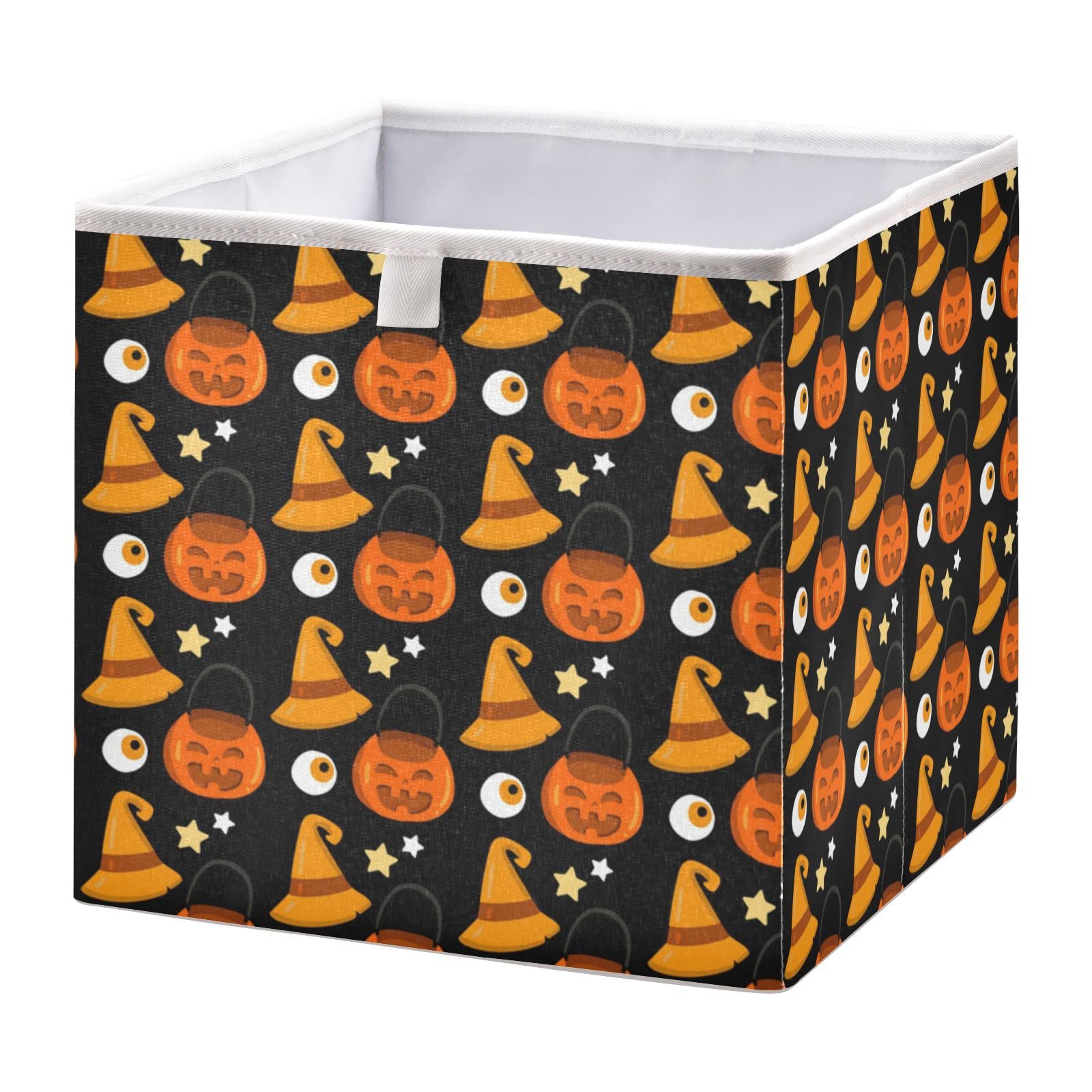 Foldable Collapsible Halloween Pumpkin Storage Baskets - 16 x 11 Inch Fabric Storage Bins for Shelves, Pantry, Closet & Nursery Organization | Perfect for Toys, Home Decor & Seasonal Storage
