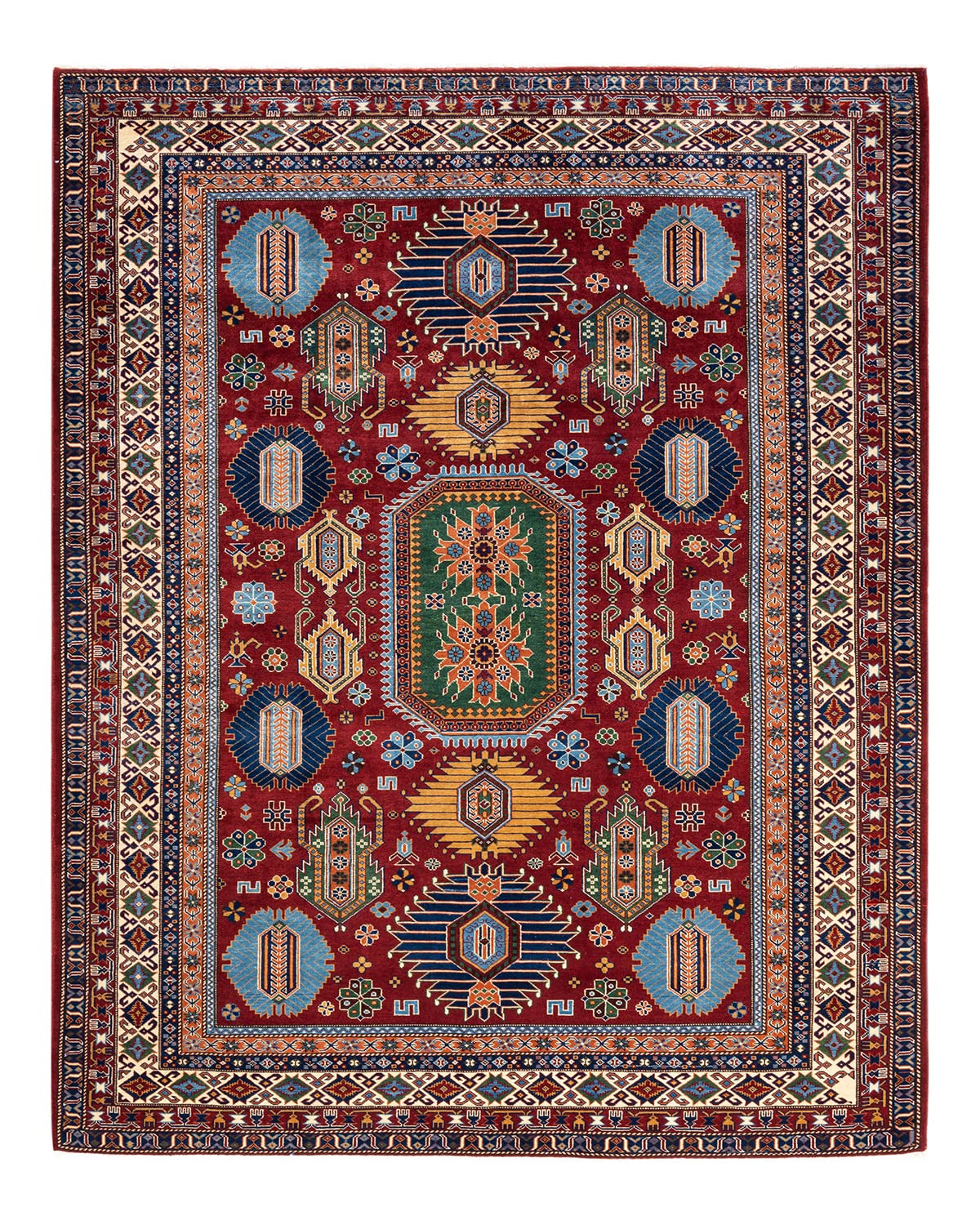 Handmade Bohemian Tribal Red Wool Area Rug 8x10 - Unique Hand-Knotted Design for Living Room, Bedroom & Home Decor
