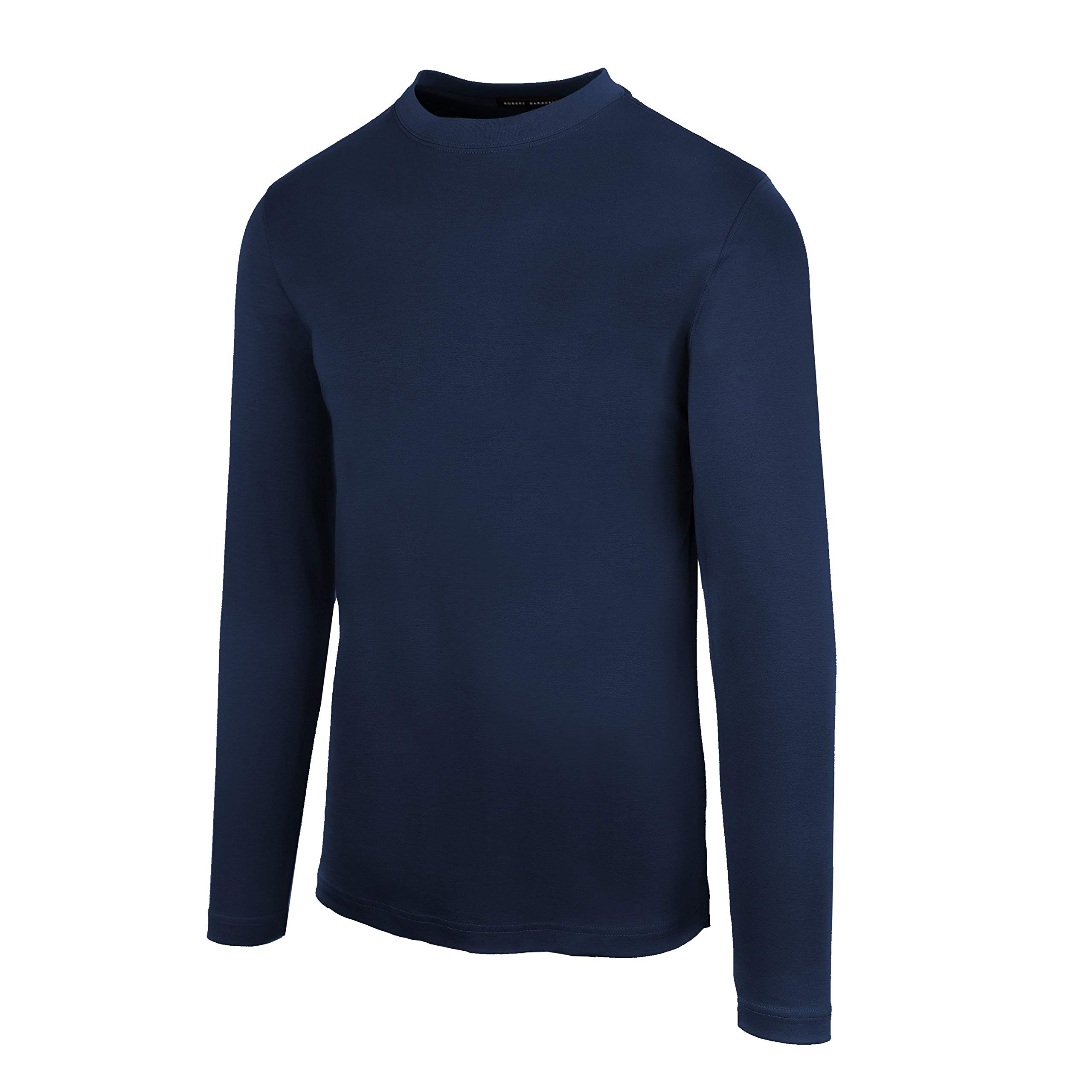 Premium Robert Barakett Men's Long Sleeve T-Shirt - 100% USA Grown Pima Cotton High Crew Neck Tee for Business Casual & Everyday Wear