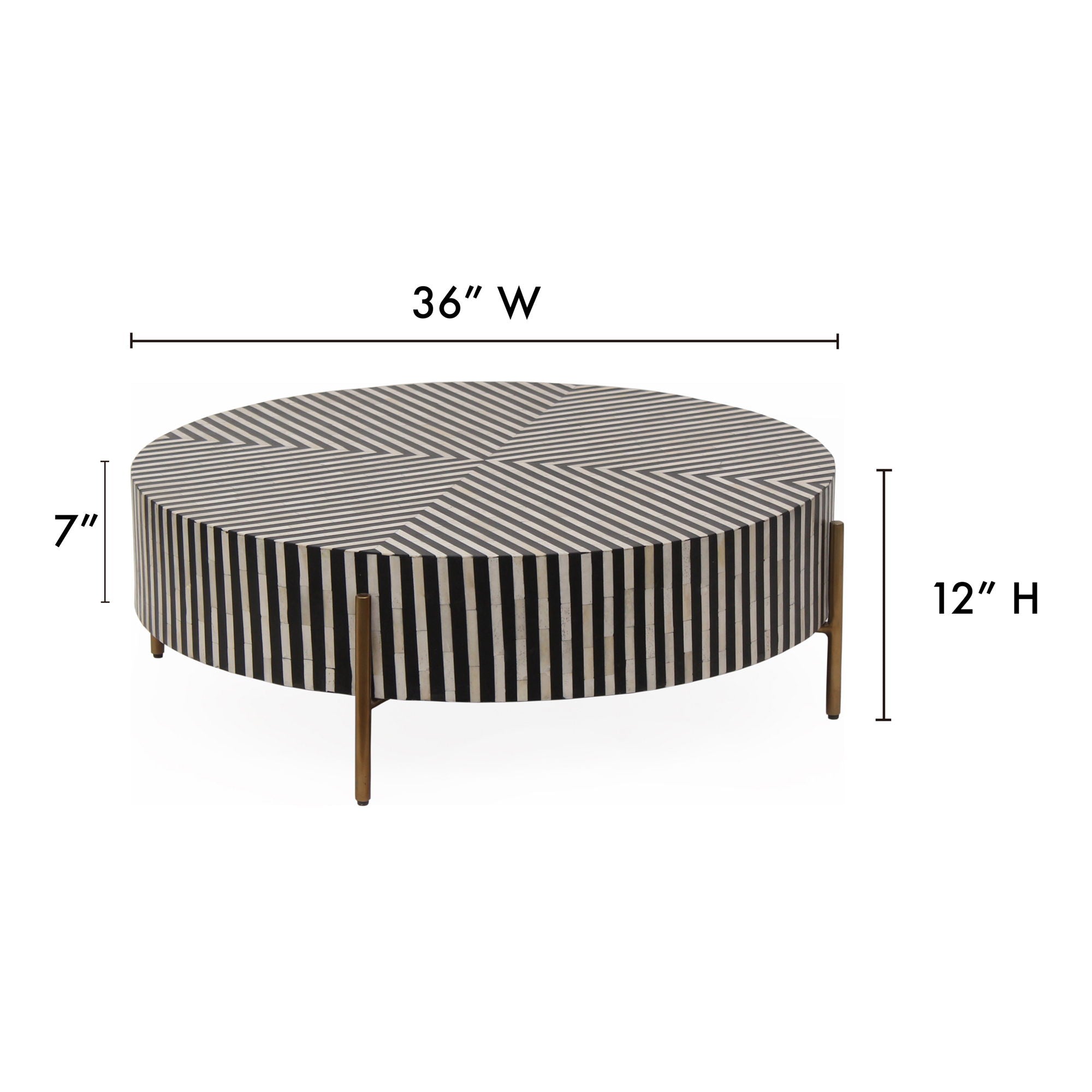 Chameau Small Black Coffee Table - Modern Side Table for Living Room, Bedroom & Office
