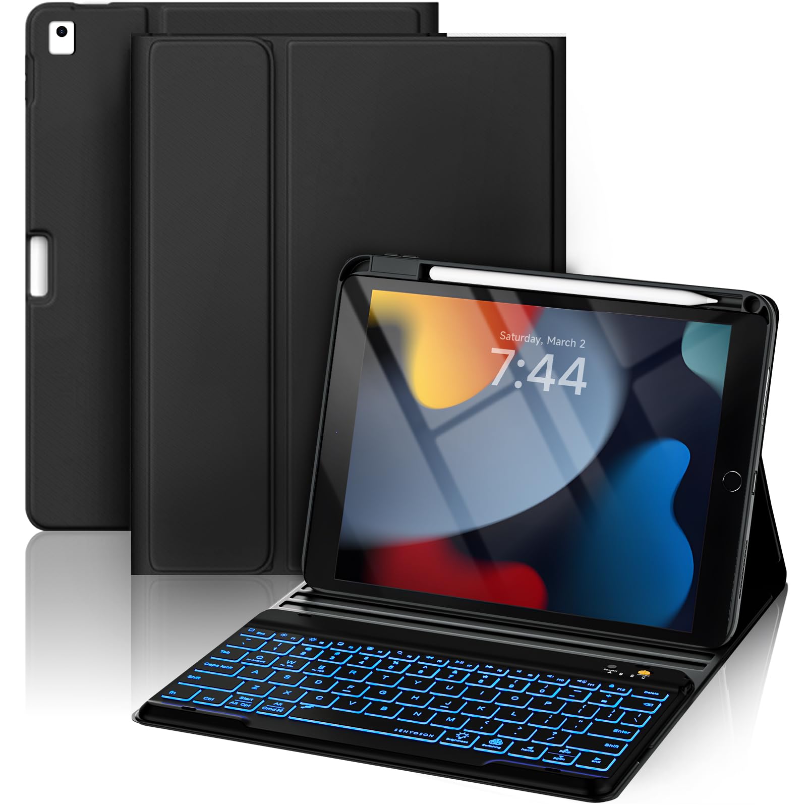 OYEEICE iPad 9th Generation Case with Backlit Keyboard - 10.2