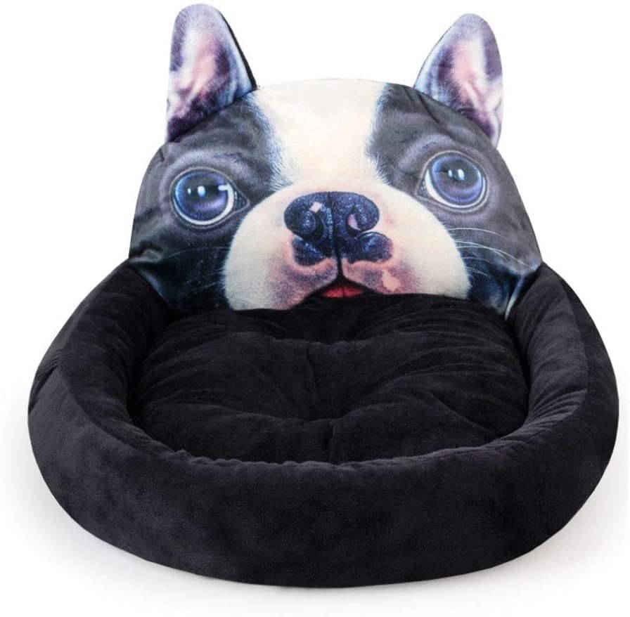 Soft Warm Pet Bed for Dogs & Cats - Cozy Winter Dog Bed with Cute Cartoon Design, Calming Cushion for Small Pets Like Chihuahua & Teddy - Perfect for Living Room, Bedroom or Pet House