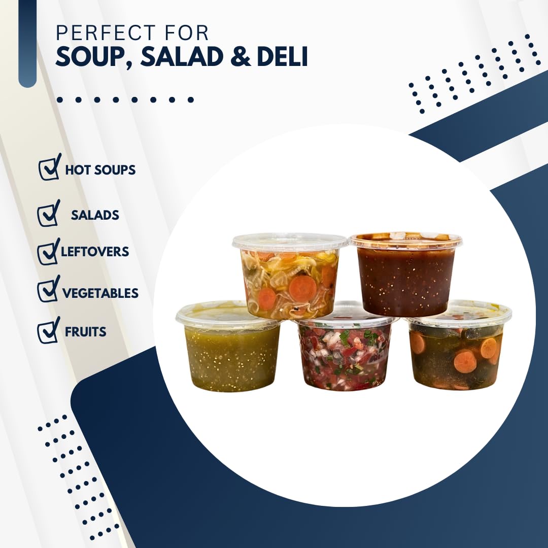 BPA-Free 64 oz Plastic Round Deli Containers with Lids - Freezer Safe Disposable Food Storage Containers for Soups, Ice Cream & Meal Prep - 8 Pack - Perfect for Restaurants, Catering & Home Kitchen Use