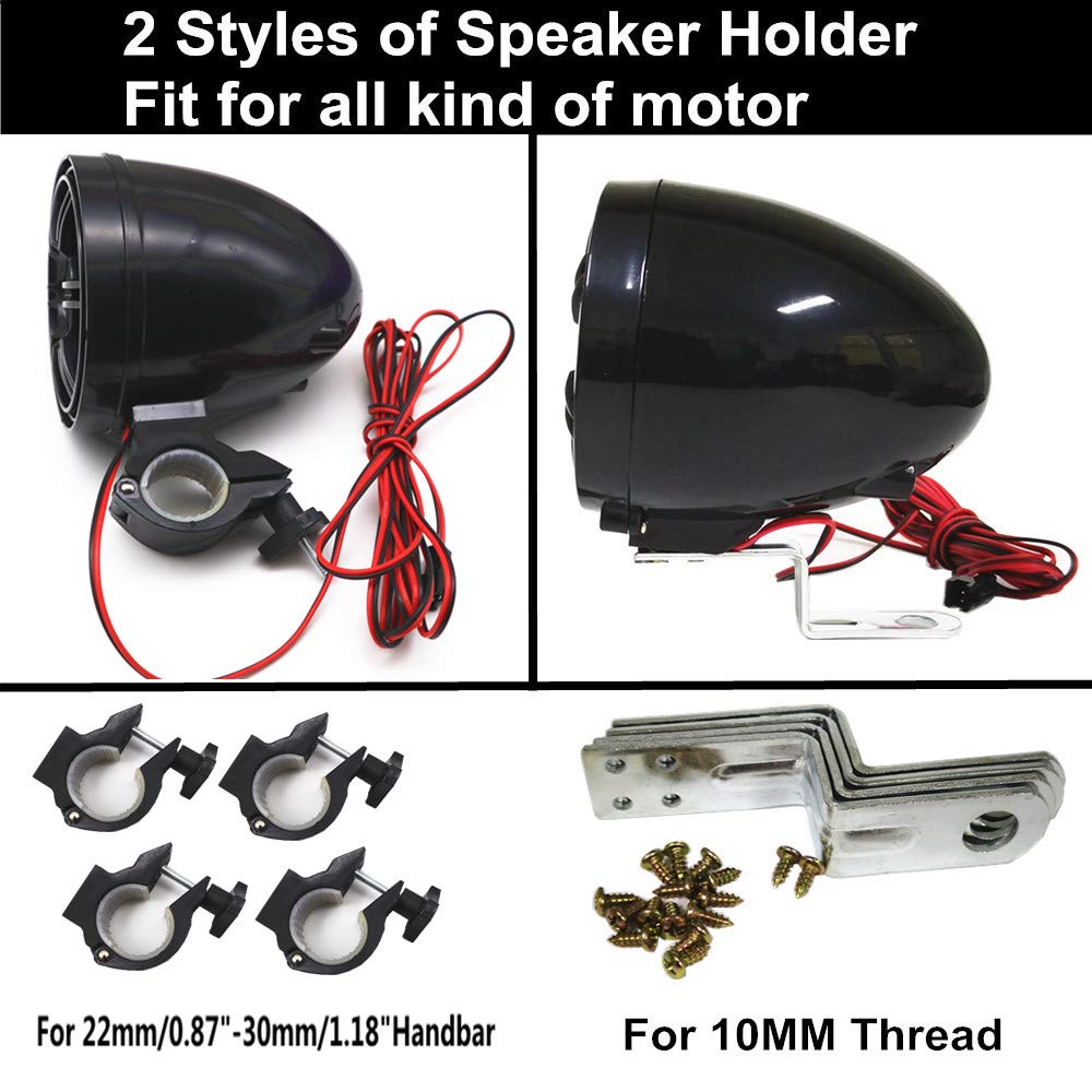 12V Waterproof Bluetooth Amplifier Sound System for Motorcycle, UTV, ATV - 4 Channel 3 Inch Stereo Speakers with FM/USB & Hands-Free Calling - Perfect for Off-Road Adventures & Outdoor Audio Enhancement
