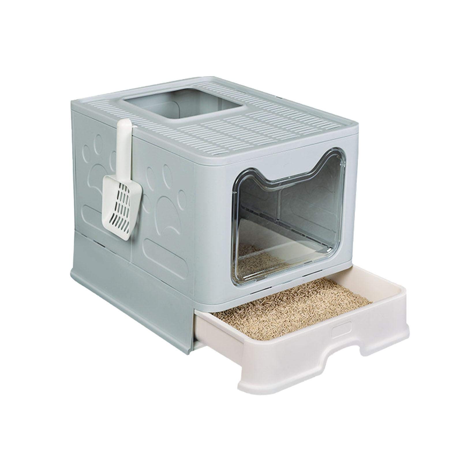 Foldable Cat Litter Box for Indoor Cats - Durable PP & PS Material Pet Safety - Portable Litter Tray for Small Spaces, Travel & Home Use