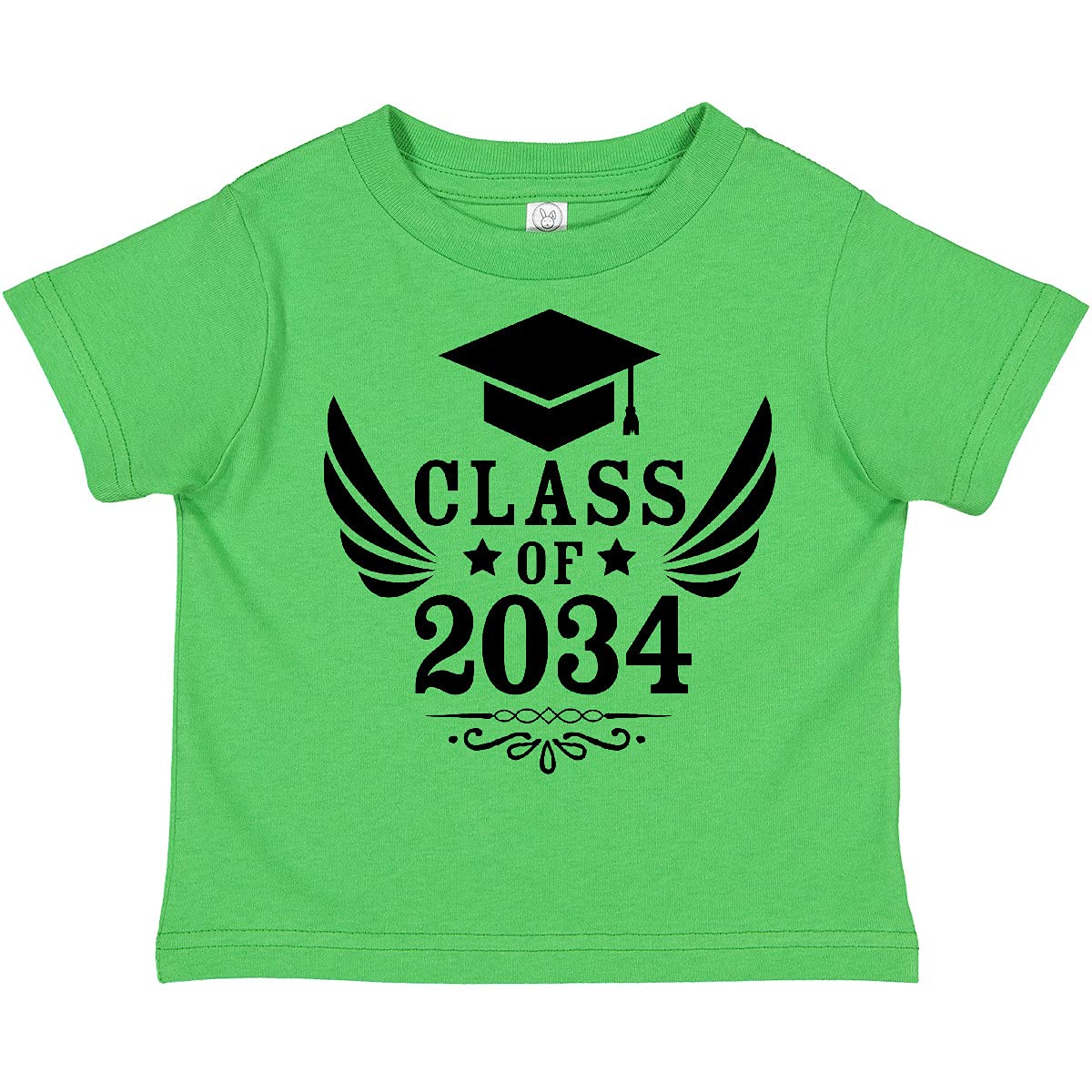 Inktastic Class of 2034 Graduation Cap & Wings Toddler T-Shirt - Cute Baby Boy Girl Outfit for Kindergarten Graduation, First Day of School & Photo Shoots
