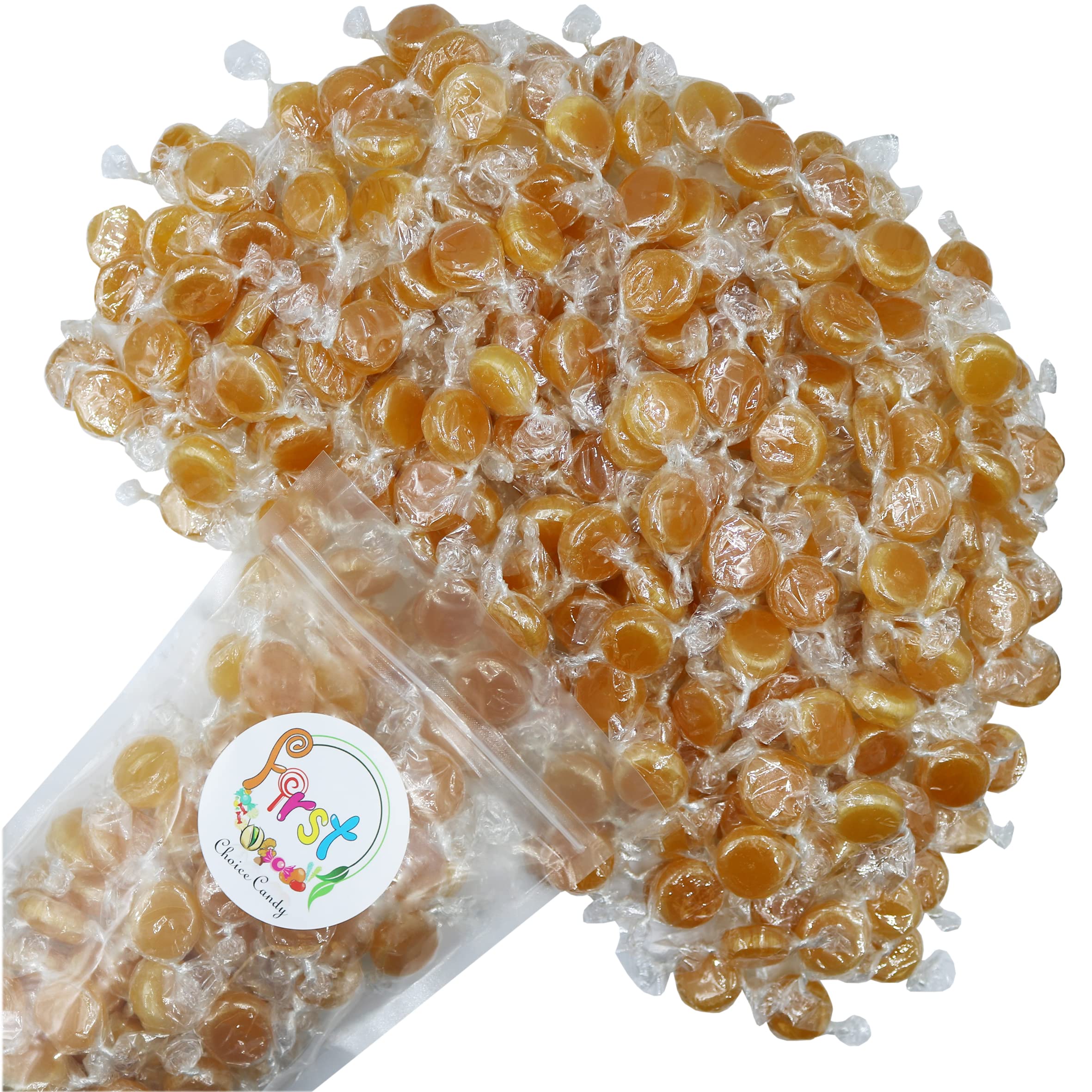 FirstChoiceCandy Individually Wrapped Hard Candy Disc Buttons - Butterscotch Flavor, 10 Pound Bulk Bag - Perfect for Parties, Weddings, Office Snacks & Candy Buffets