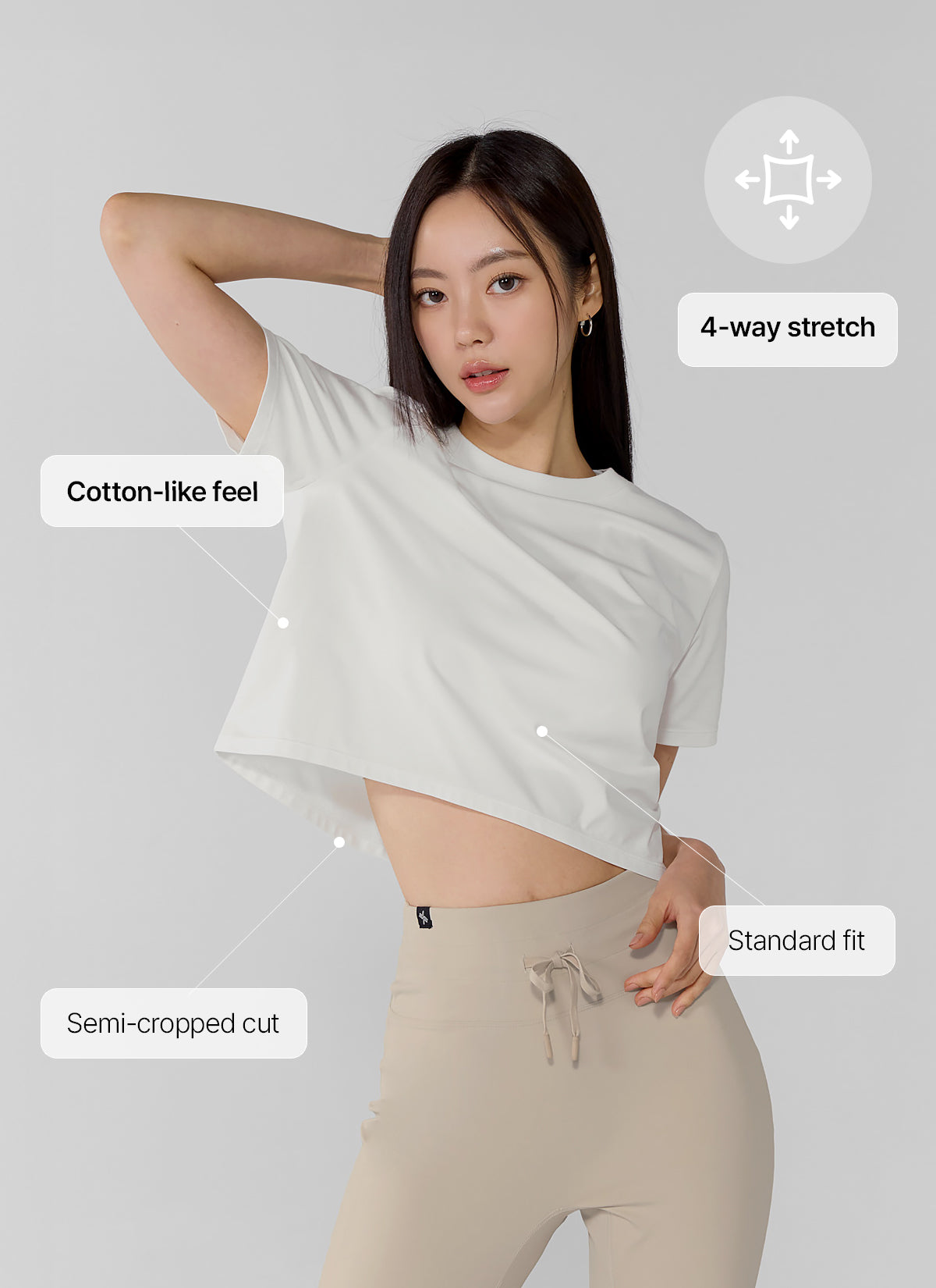 Basic Stretch Crop T-Shirts for Women - Comfortable Casual Short Sleeve Tops for Yoga, Workout & Everyday Wear