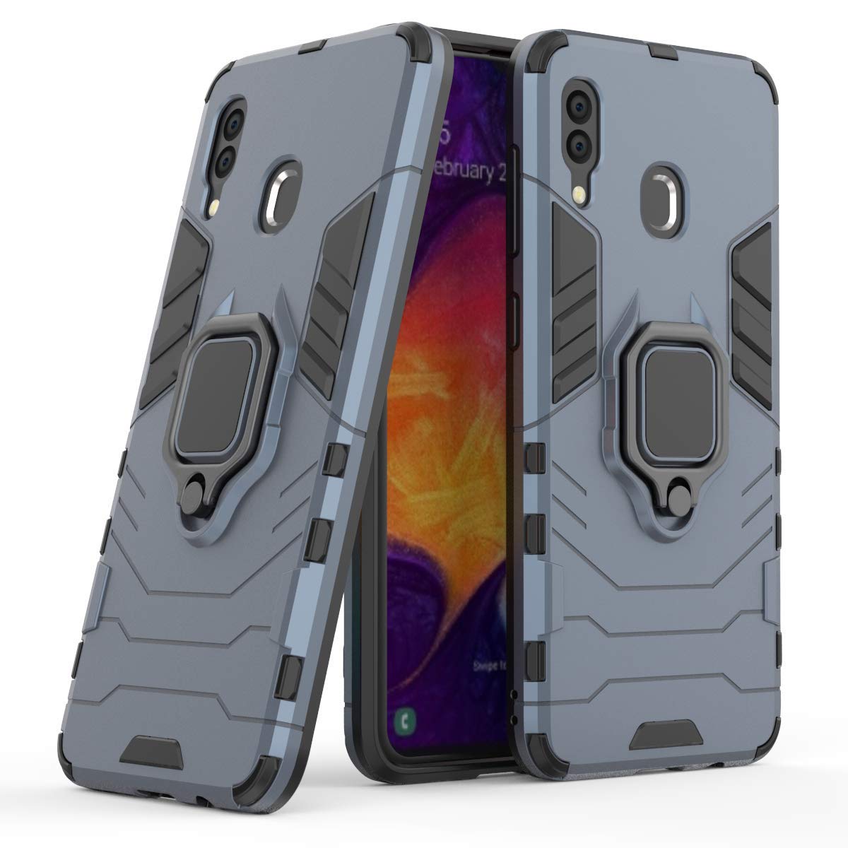 Samsung Galaxy A20s Case (2019 Model SM-A207F/DS, SM-A207M/DS, SM-A2070) - 360° Rotating Ring Holder with Magnetic Car Mount & Kickstand - Blue - Perfect for Driving, Work, and Everyday Protection