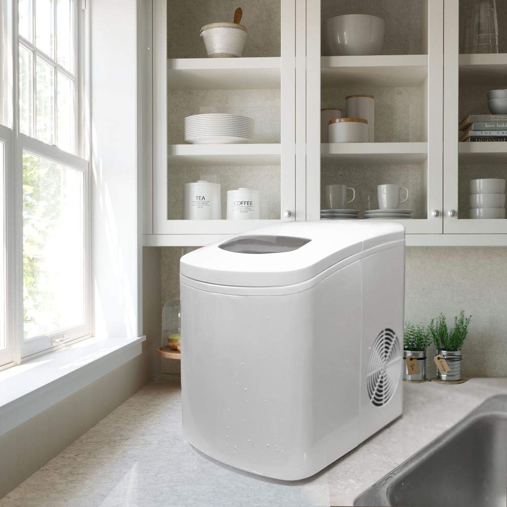 Portable Compact Ice Maker Machine - Countertop White Ice Cube Maker for Home, Office, Party, Boat & RV - Perfect for Cocktails, Beverages & Outdoor Adventures