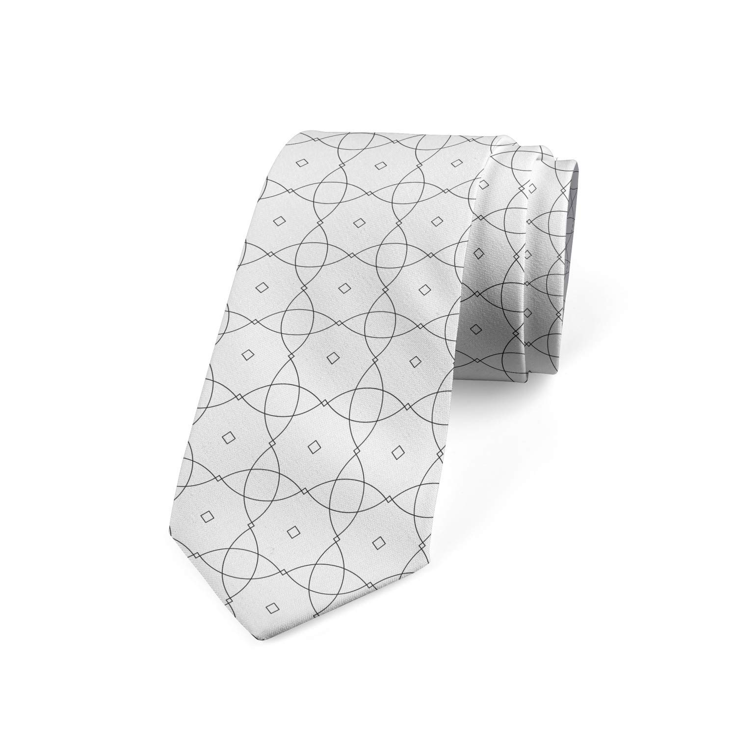 Ambesonne Abstract Men's Tie - Hand Drawn Geometric Design for Office & Weddings