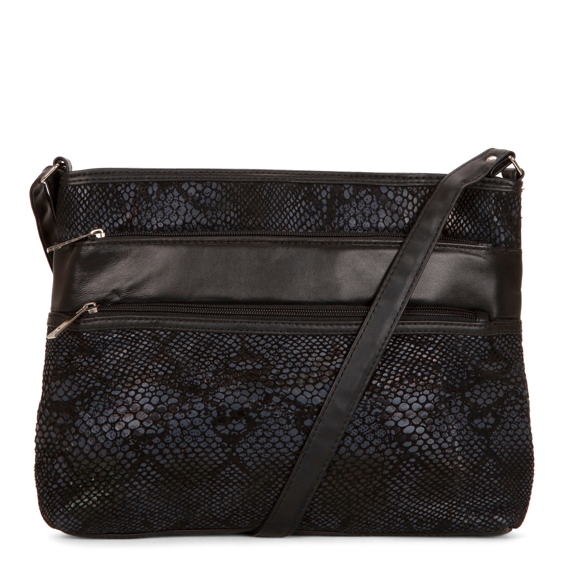 RFID Blocking Leather Crossbody Bag with Double Zipper - Secure & Stylish for Travel, Shopping, and Daily Use