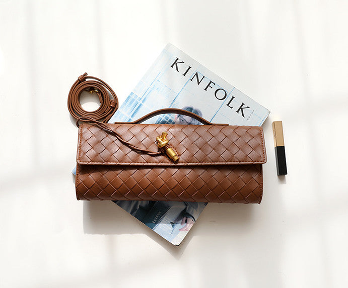 Handmade Woven Leather Clutch Purse for Women - Elegant Crossbody Bag for Evening Parties, Weddings & Date Nights | Durable Genuine Leather Small Handbag
