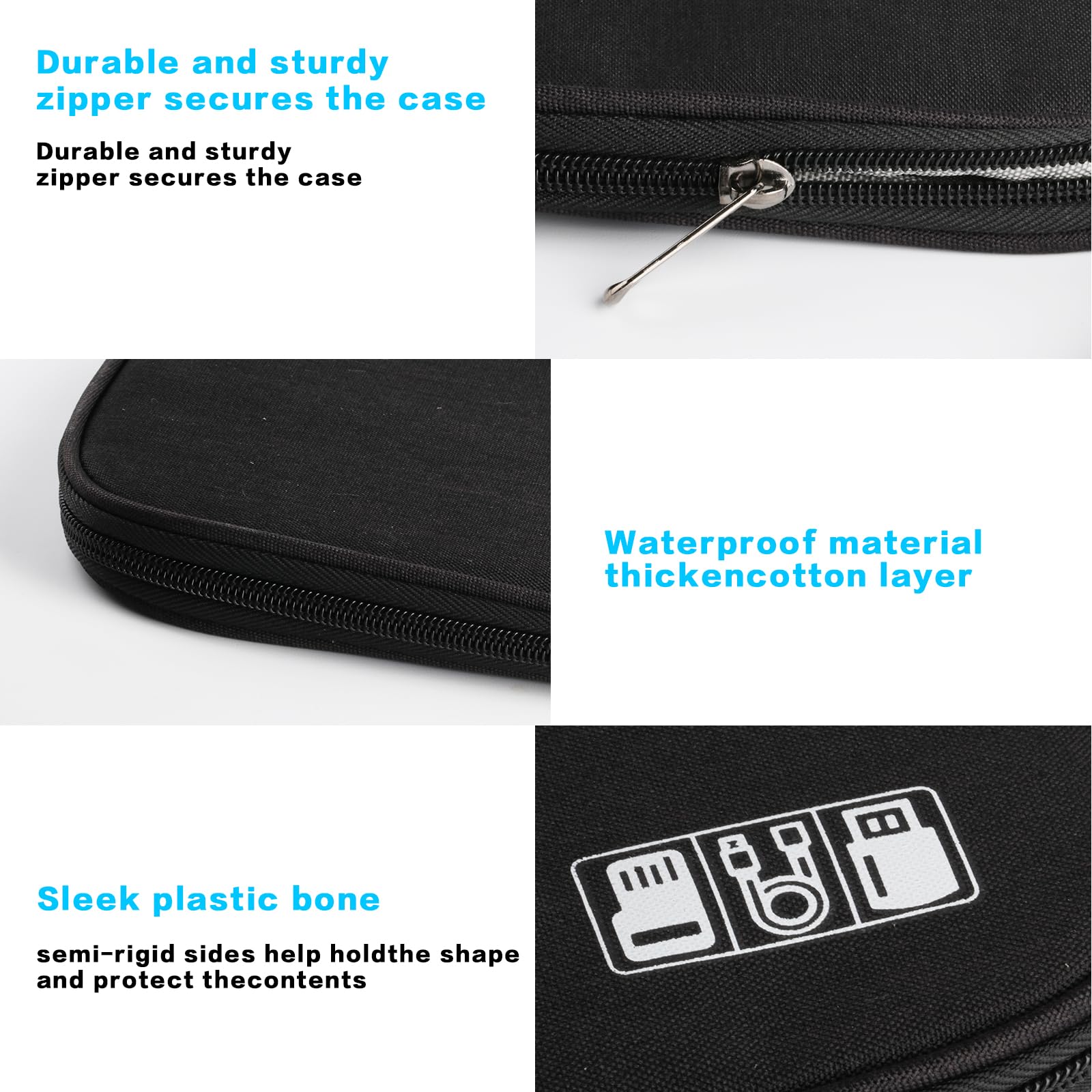 Premium Travel Cable Organizer Bag - Waterproof Electronics Accessories Case for Chargers, USB Drives, SD Cards & Hard Disks | Compact Cord Management Solution for Business Trips, Vacations & Daily Commute