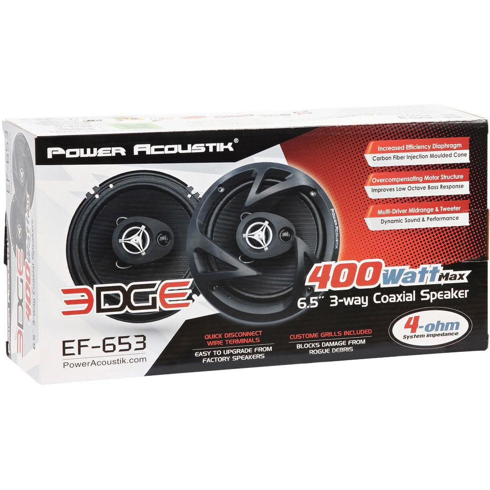 Power Acoustik EF.653 400 Watt 6.5 Inch 3-Way Car Speakers - High Performance Audio for Cars, Trucks & SUVs - Perfect for Road Trips & Daily Commutes