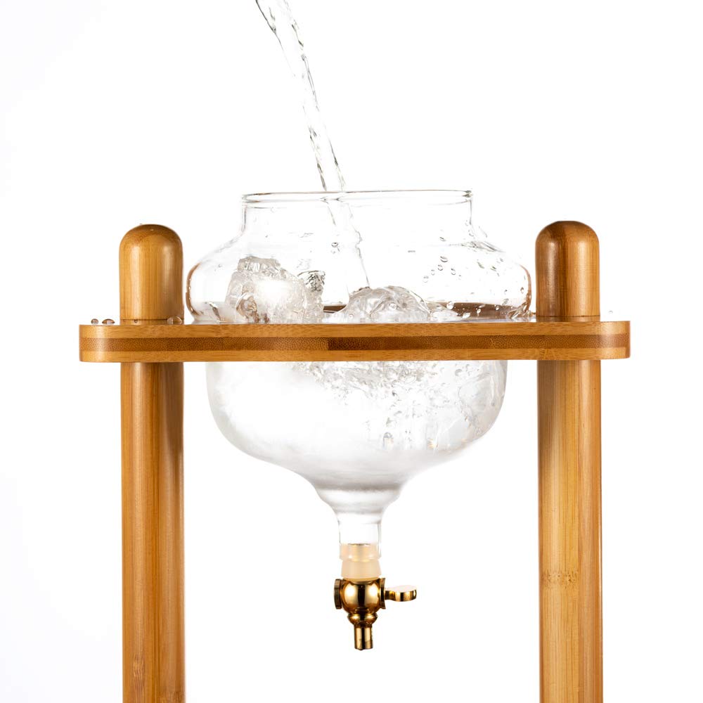 Premium Yama Cold Brew Coffee Maker with Slow Drip Technology - 32oz Large Capacity (6-8 Cups) - Bamboo Frame Iced Coffee Tower for Home, Office & Cafe Use