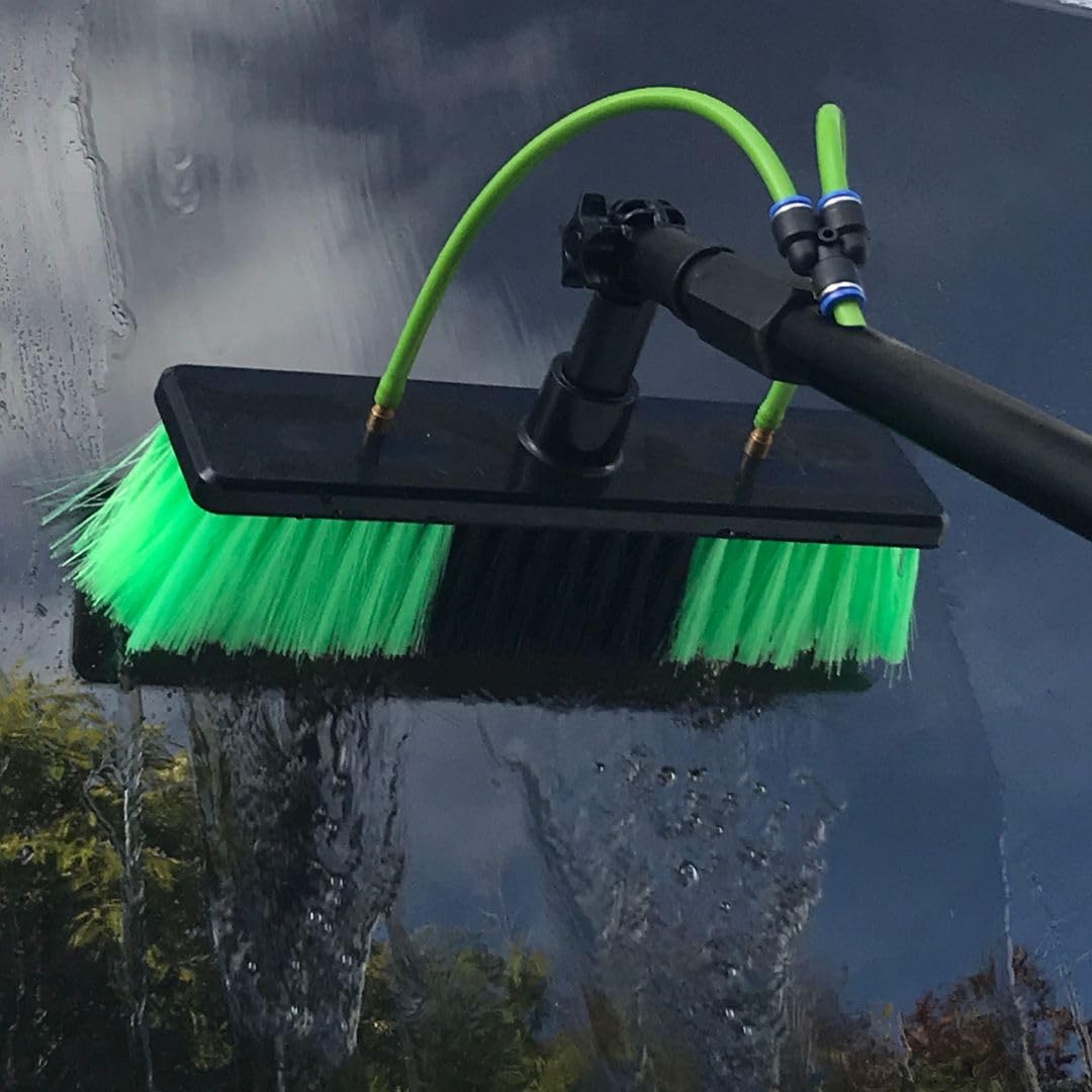 20FT Solar Panel Cleaning Brush & Water Fed Pole Kit - Professional Window & Glass Cleaning System with Scrubber Brush & Hose Spray Washer - Perfect for Residential & Commercial Solar Panel Maintenance, High-Rise Window Washing, and Outdoor Surface Cleaning