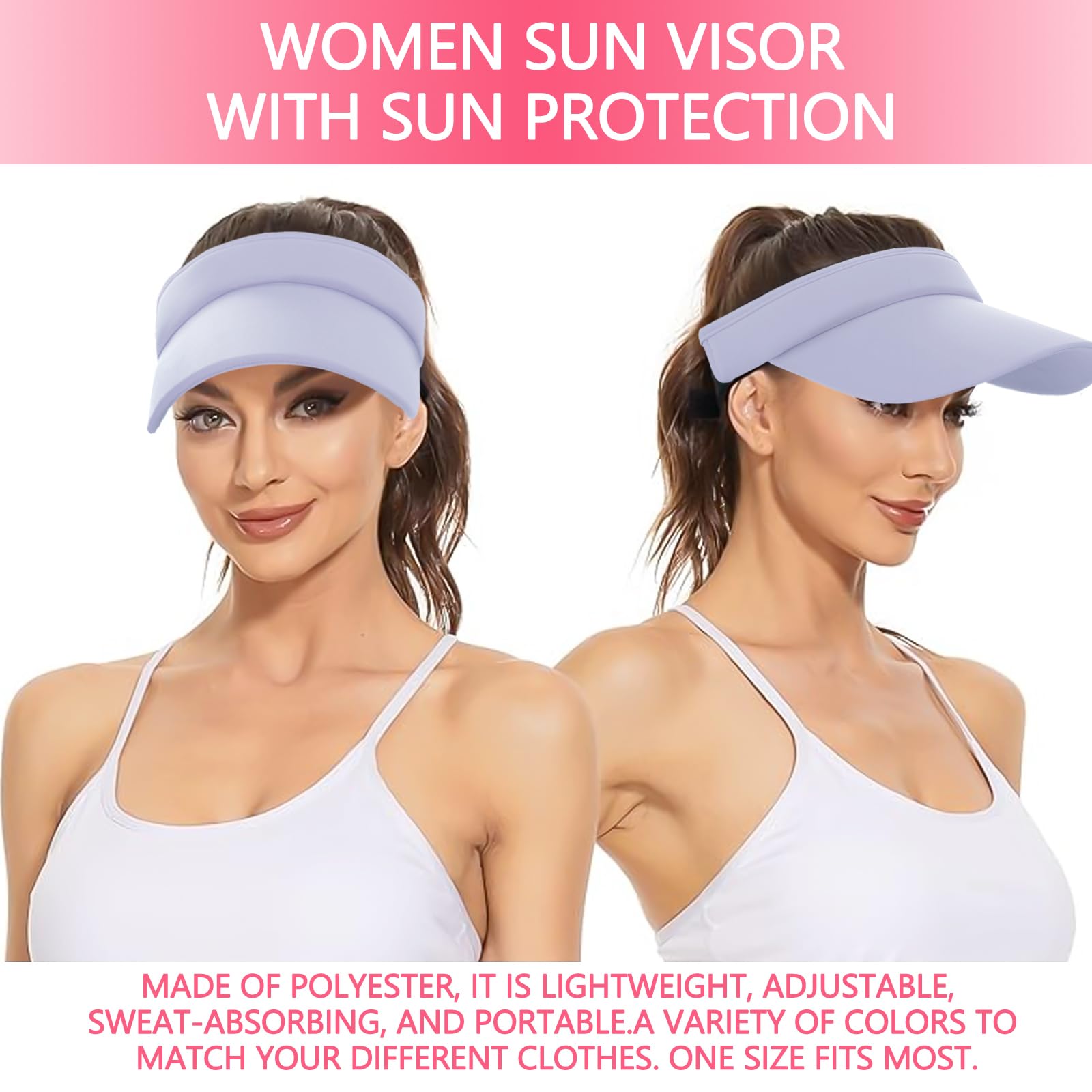 Women's & Men's UPF 50+ Sun Protection Visor Hat - Adjustable Wide Brim Sports Cap for Golf, Running, Hiking & Outdoor Activities - Breathable Mesh Design for Summer Sun Safety