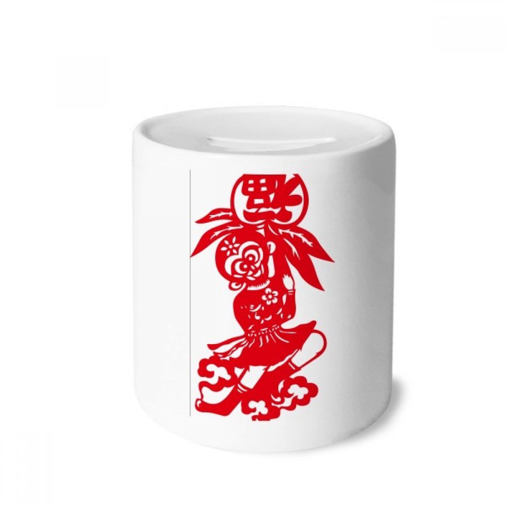 DIYthinker Chinese Zodiac Monkey Ceramic Piggy Bank - Traditional Window Design Money Box for Savings, Coin Collection & Gift Giving - Perfect for Home Decor, Birthday Presents & Feng Shui Money Storage