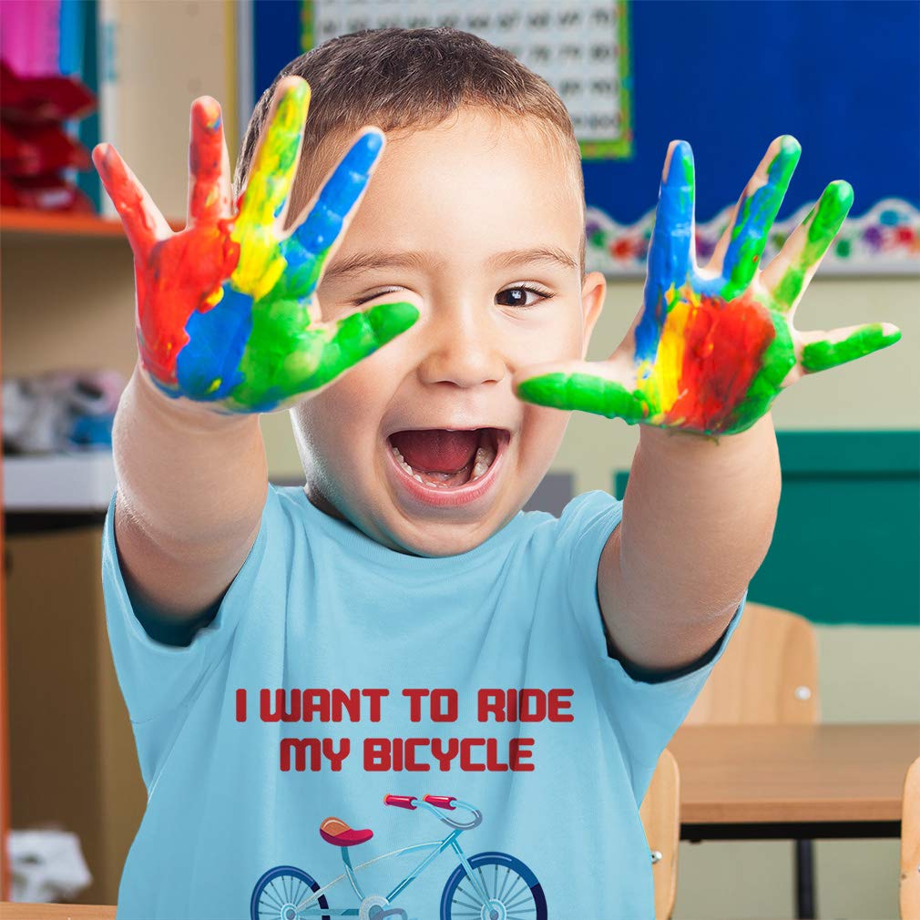 Funny Toddler Bike T-Shirt - 'I Want to Ride My Bicycle' Cotton Tee for Boys & Girls (Royal Blue, Size 5-6T) | Cute Cycling Outfit for Kids Bike Riding & Outdoor Play