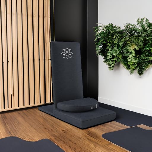 Mindful Modern Folding Meditation Chair with Back Support - Adjustable Floor Seating for Yoga & Zen - Half Moon Buckwheat Cushion Included - Perfect for Home Meditation, Living Room Relaxation & Mindfulness Practice