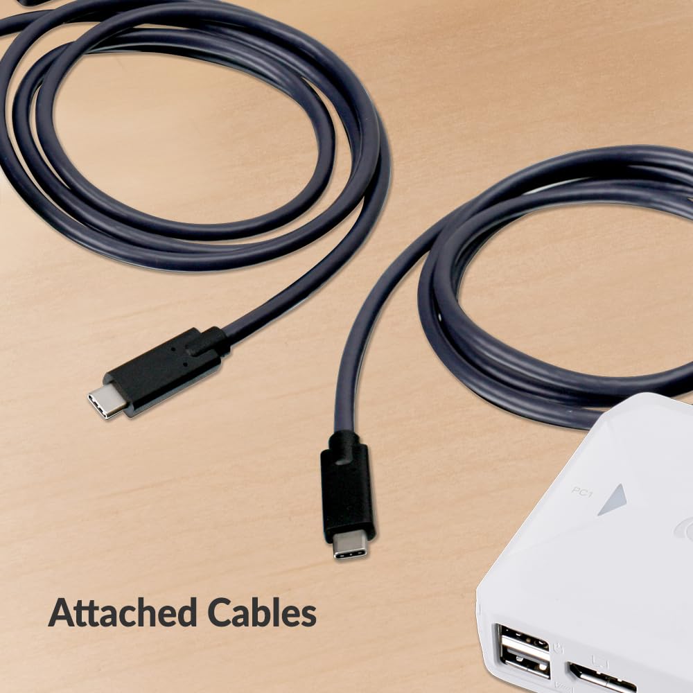 IOGEAR 2-Port 4K USB-C KVM Switch with DisplayPort Output - GCS72CC | Dual Monitor Control for Home & Office | Seamless PC Switching Solution