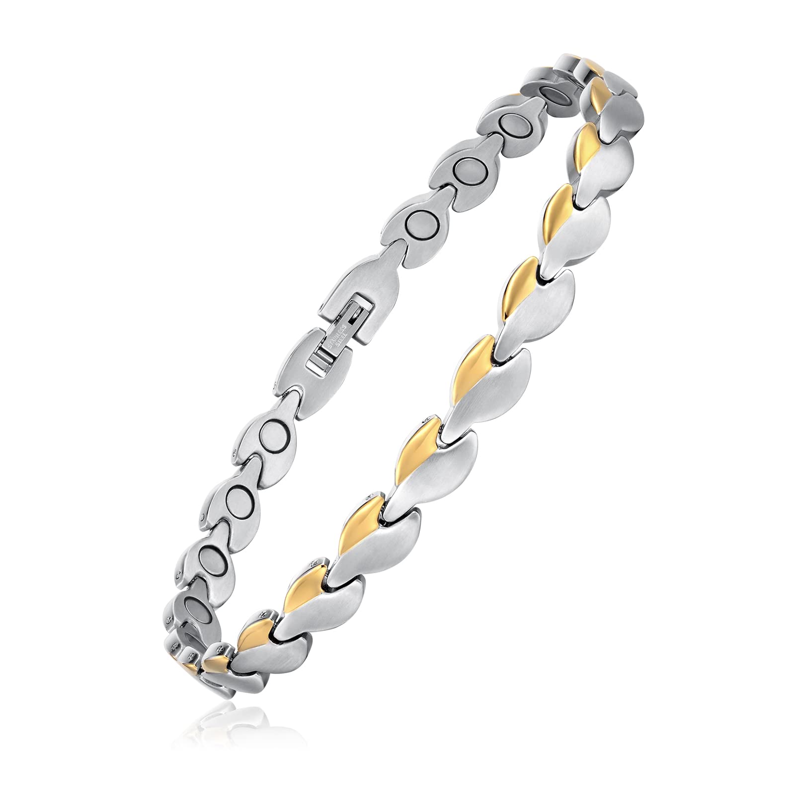 USWEL Magnetic Anklet Bracelets for Women - Gold Leaf Design Magnetic Therapy Bracelet for Pain Relief, Anti Varicose Veins & Swelling - Lymphatic Drainage Jewelry with Tool - Perfect for Daily Wear, Yoga & Workout