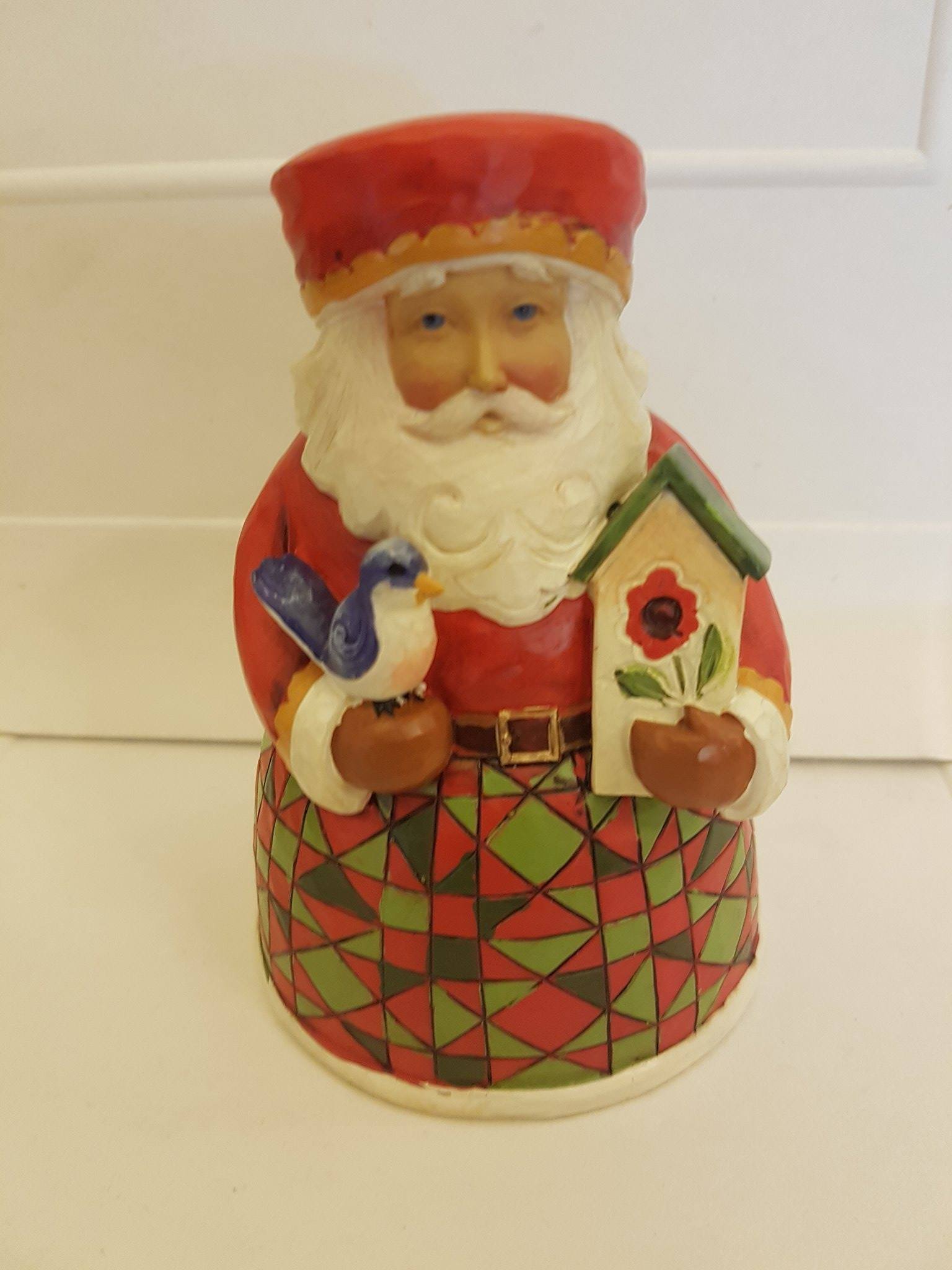 Jim Shore COZY CHRISTMAS Santa with Blue Bird - Handcrafted Stone Resin Figurine 4022913 | Christmas Home Decor, Holiday Gift, Festive Table Centerpiece
