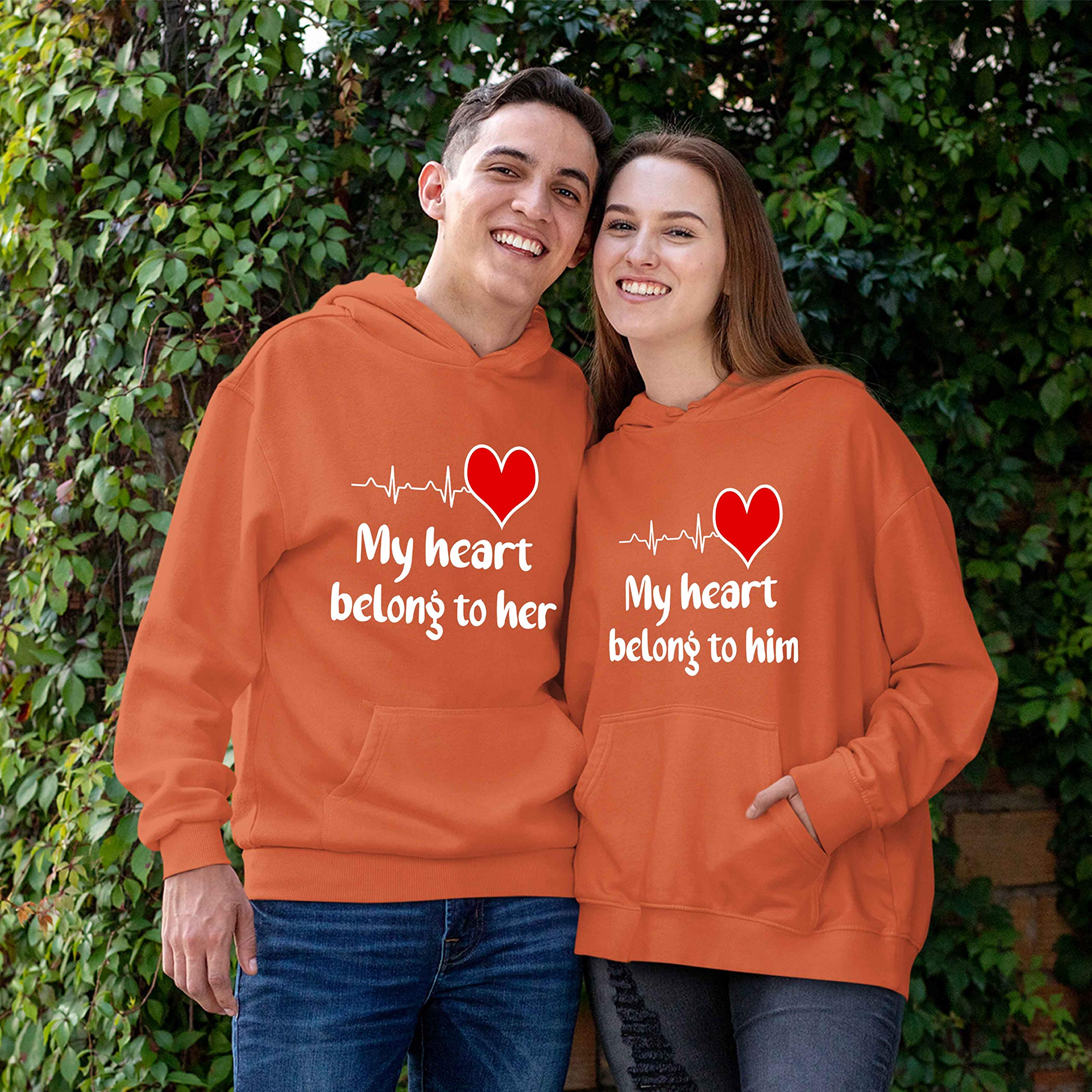 Best Family Gifts - My Heart Belongs To Him/Her Unisex Hoodies For Couples - Perfect For Date Nights & Cozy Evenings
