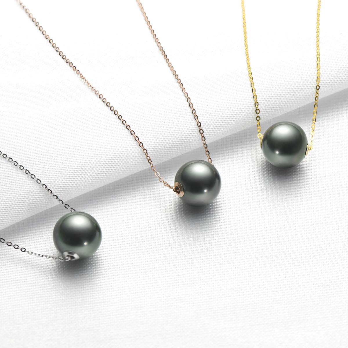 18K Gold Tahitian Black Pearl Necklace for Women - 10-11mm Genuine Tahitian Seawater Cultured Pearl Pendant with Sterling Silver Chain - Elegant Jewelry Gift for Mom, Wife, Daughter - Perfect for Weddings, Anniversaries & Special Occasions
