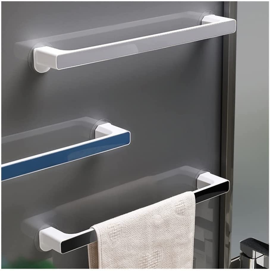 DREANNI Self-Adhesive Wall Mounted Towel Rack - Bathroom Organizer with Towel Holder & Shelf for Hanging Towels, Robes & Shoes - Space Saving Black Storage Solution for Small Bathrooms, Kitchens & Laundry Rooms