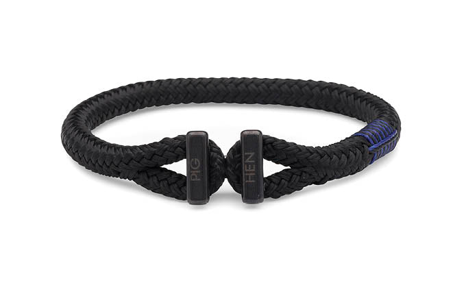 PIG & HEN Padre Paco Rope Bracelet for Men - Black Leather Wristband with Adjustable Knot Closure | Perfect for Casual Wear, Outdoor Adventures & Gifts