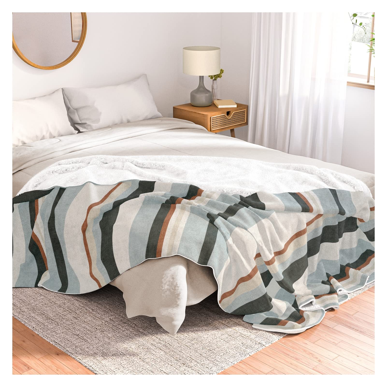 Little Arrow Decor Multi Stripe Ginger Teal Throw Blanket 88