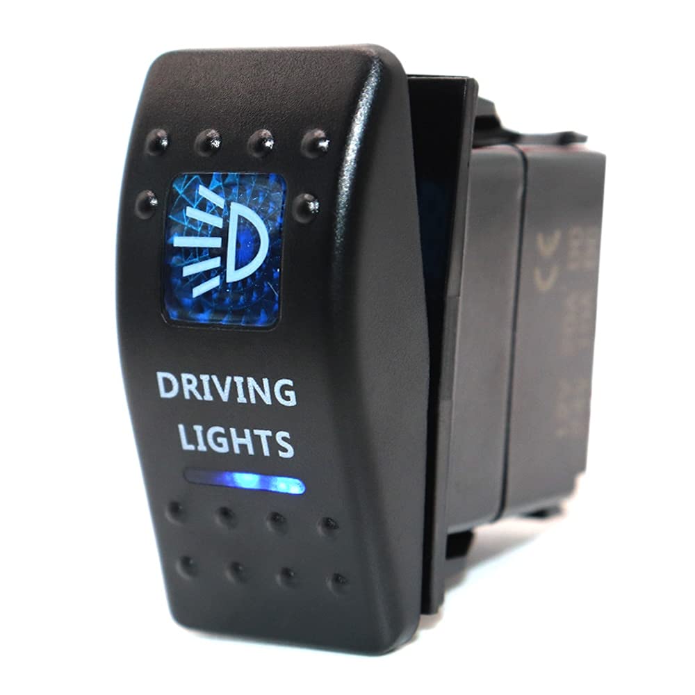 Waterproof 5-Pin SPST ON/Off Toggle Switch with Blue LED Light - 12V/24V Rocker Switch for Automotive, Truck, Boat & Marine Applications | Perfect for Driving Lights, Off-Road Vehicles & Marine Equipment
