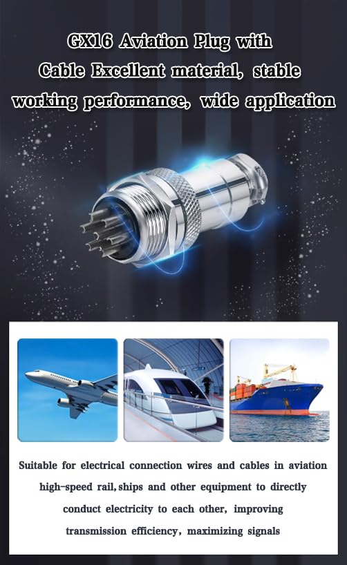 GX16-10 Pin Male Female Aviation Connector Straight Cable 1M (10 Pack) - Waterproof Electrical Plug for Drones, RC Cars, and Industrial Equipment