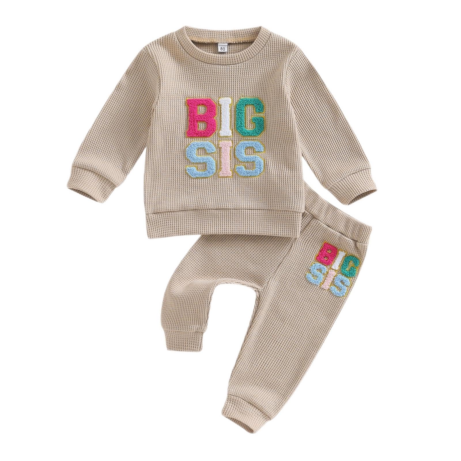 Big Sister Little Sister Matching Outfits - Long Sleeve Shirt & Pants Set for Toddler Girls | Fall Winter Family Outfits